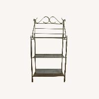 Bakers Rack Hollywood Regency Brass Open Shelves