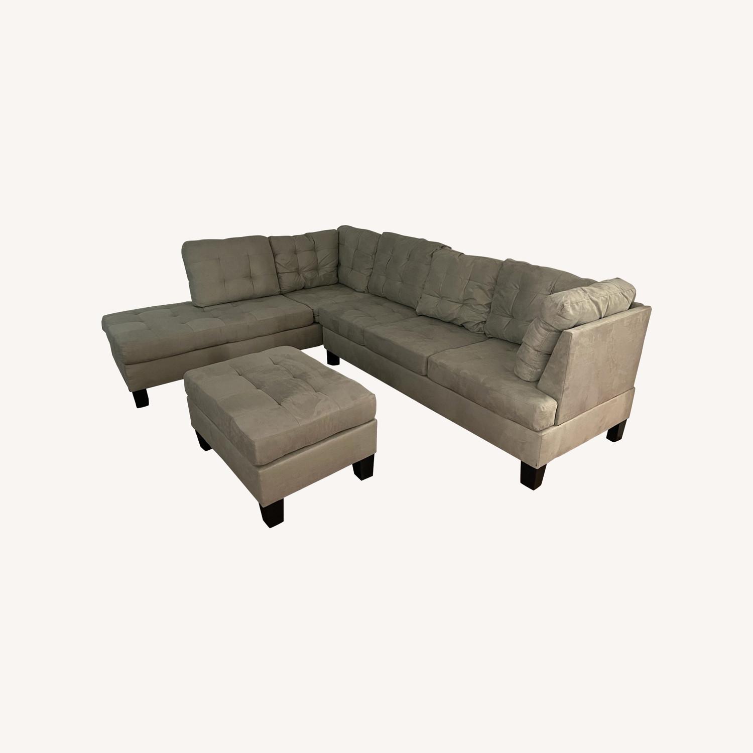 Classic 3Piece Sectional And Ottoman Set AptDeco