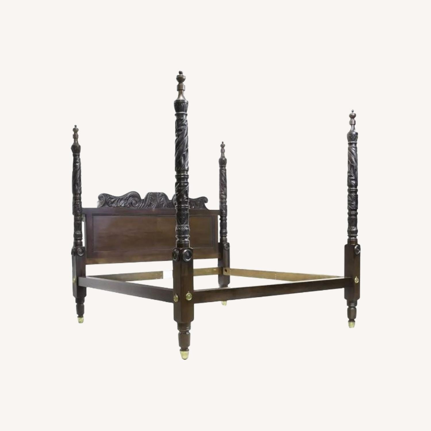 Ralph Lauren Carved 4-Poster Queen Bed Mahogany - image-0