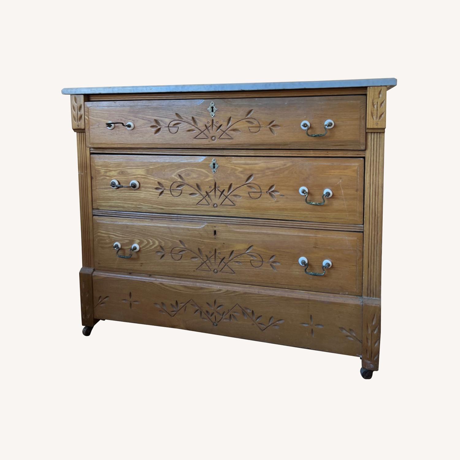 Antique Carved Wood Chest of Drawers - AptDeco