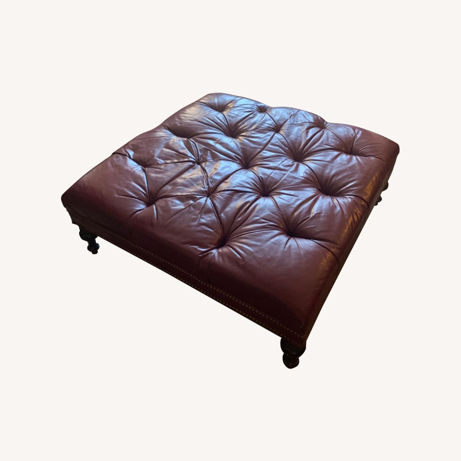 Vintage Oversized Leather Ottoman - image-0