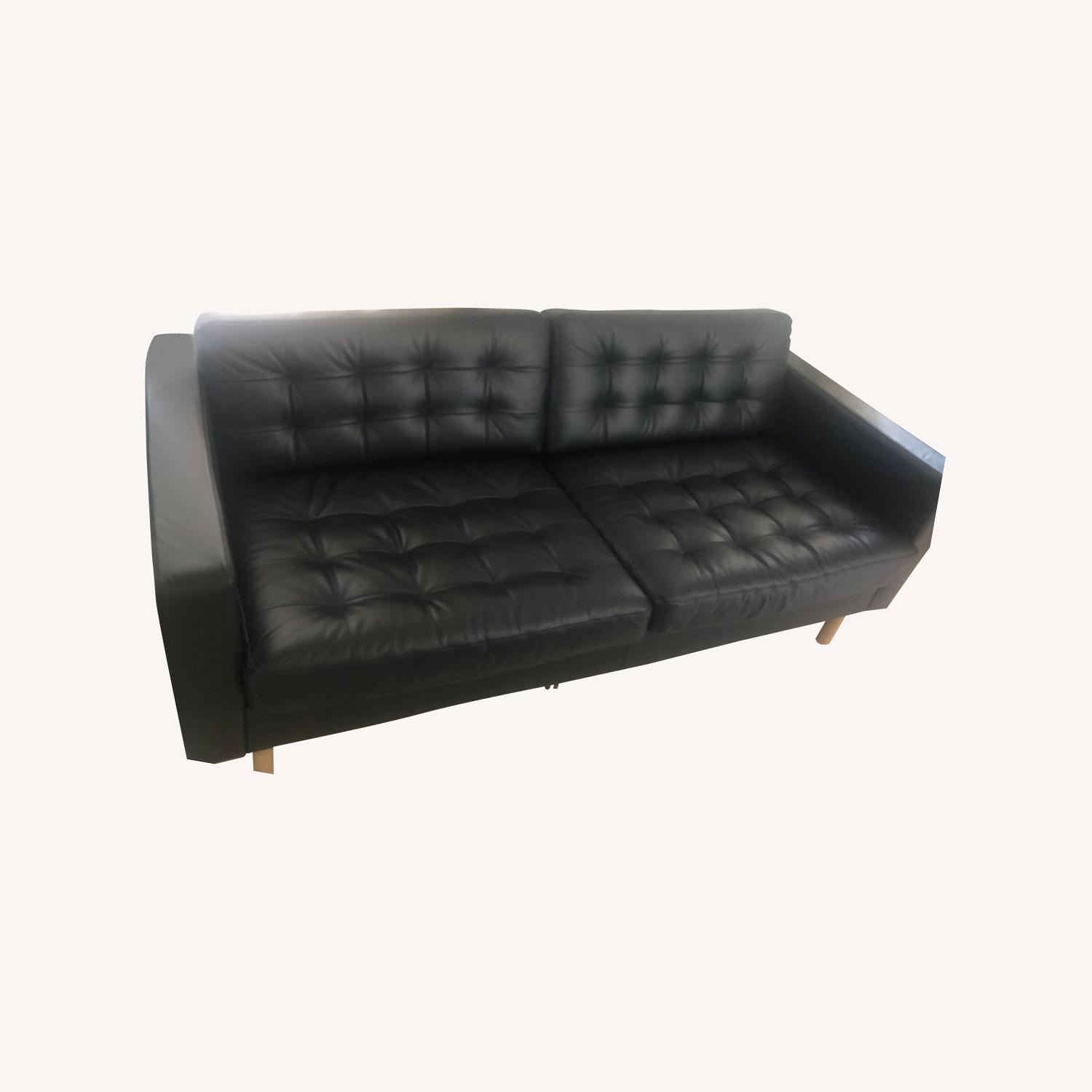 IKEA Morabo Black Leather Sofa - image-0