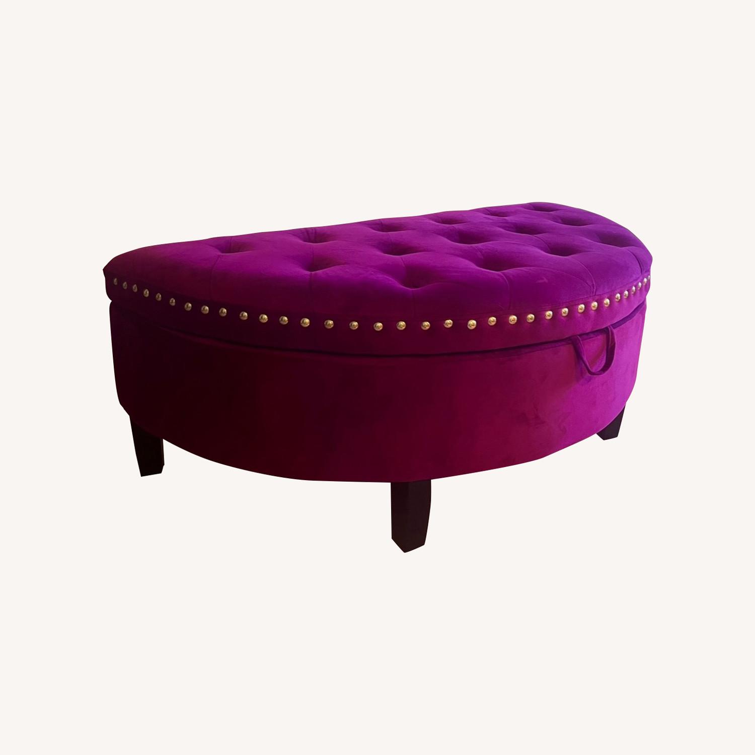 Wayfair Pink/Purple Velvet Storage Ottoman - image-0