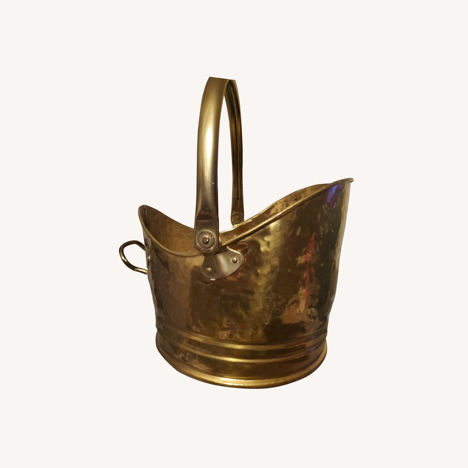 Vintage Hammered brass English Coal Bucket - image-6