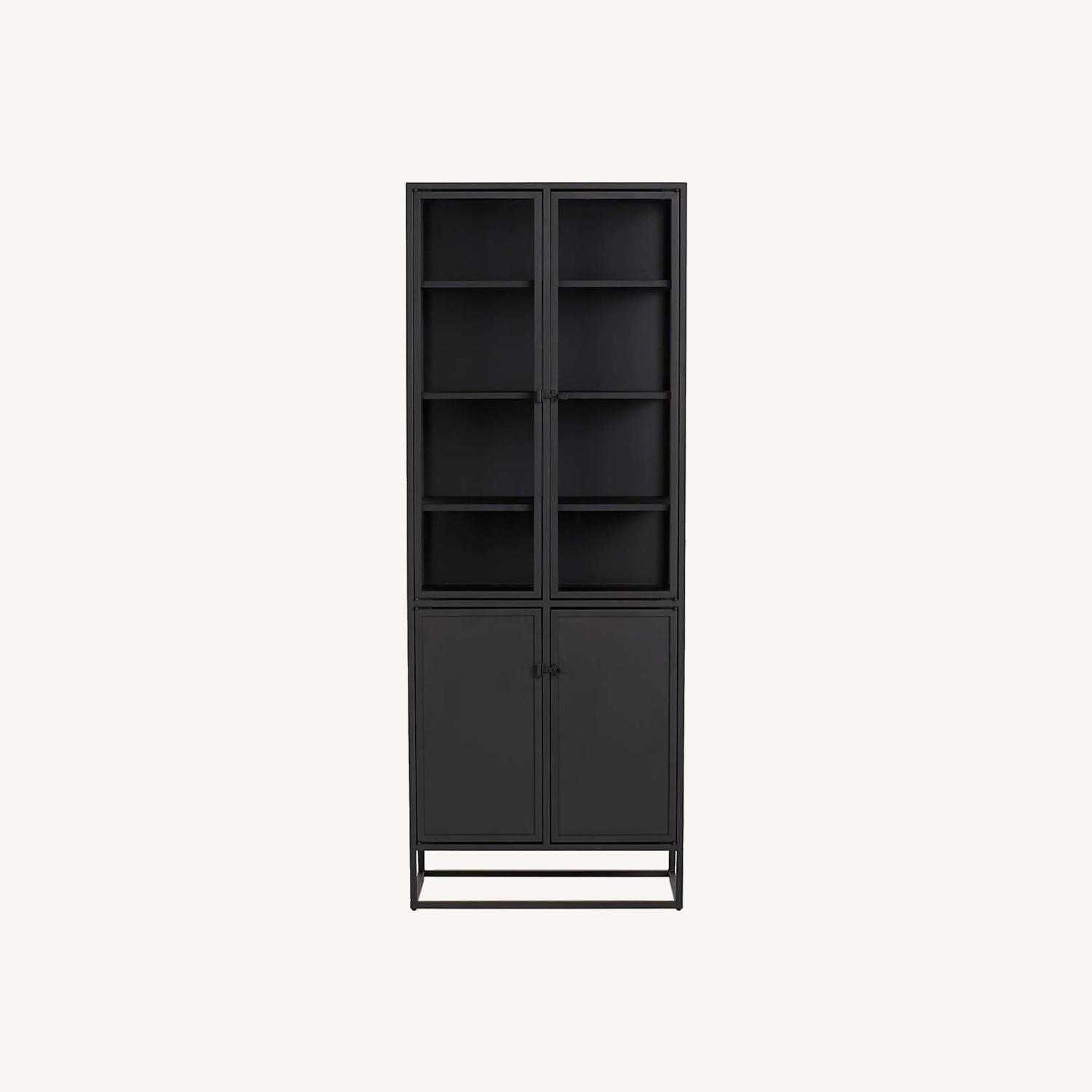 Crate & Barrel Casement Black Tall Storage Cabinet - image-0