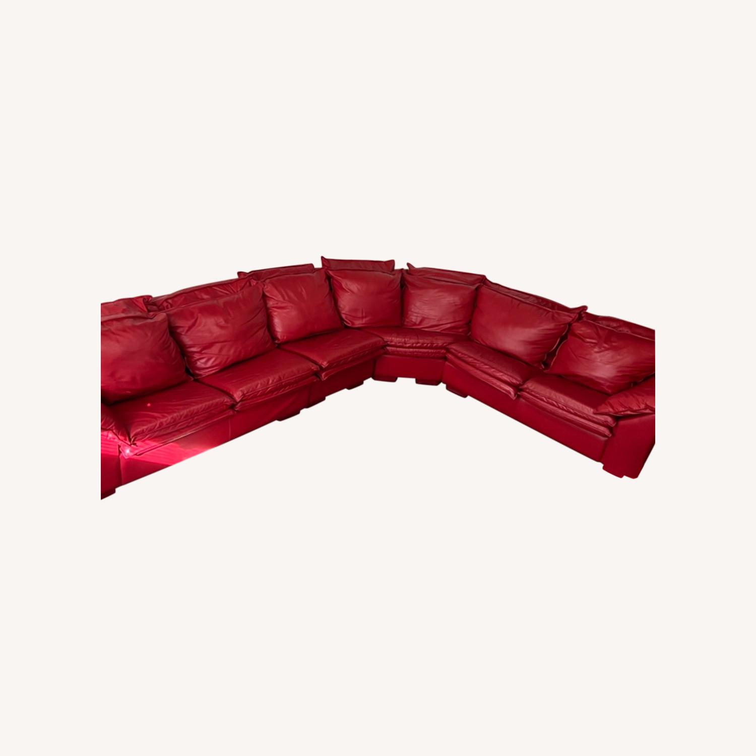 Red Genuine Leather Custom Made Sectional Couch AptDeco