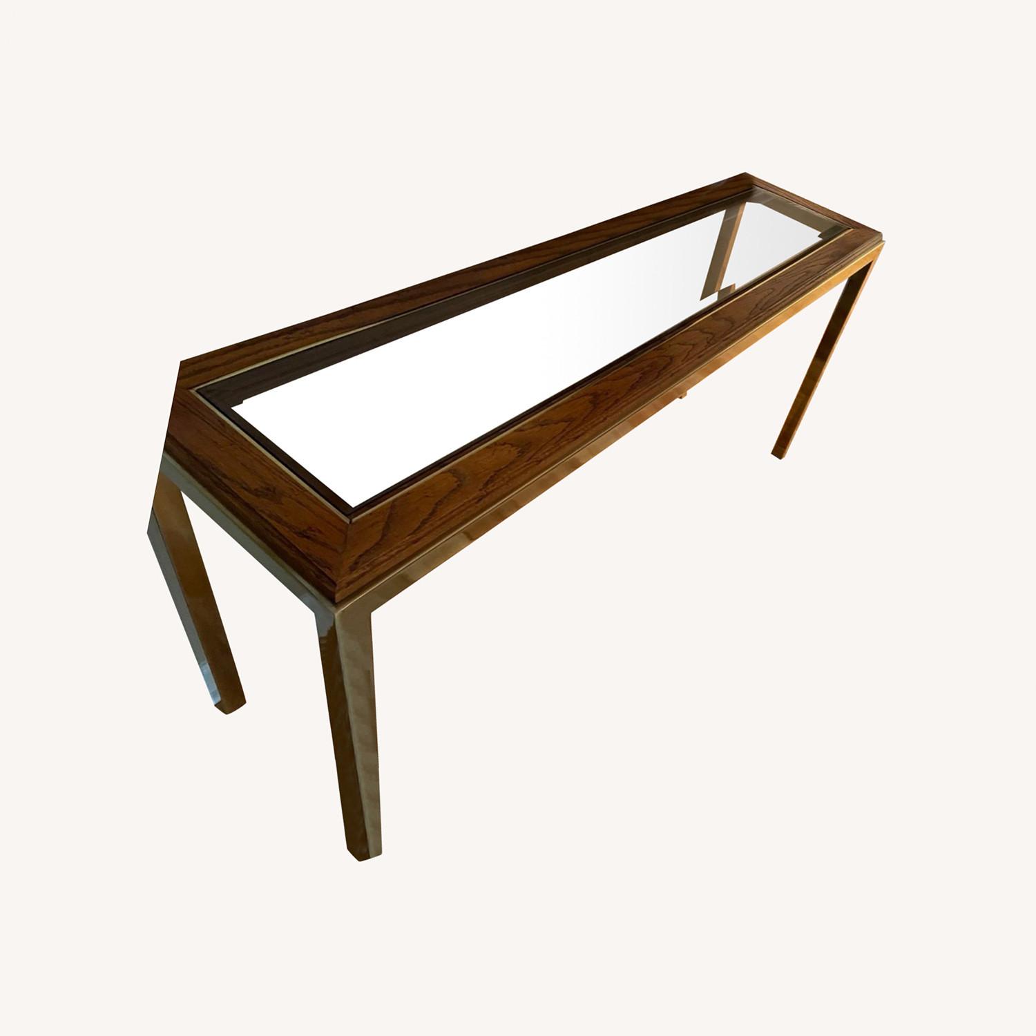 Vintage Wood and Glass Console Side Table - image-0
