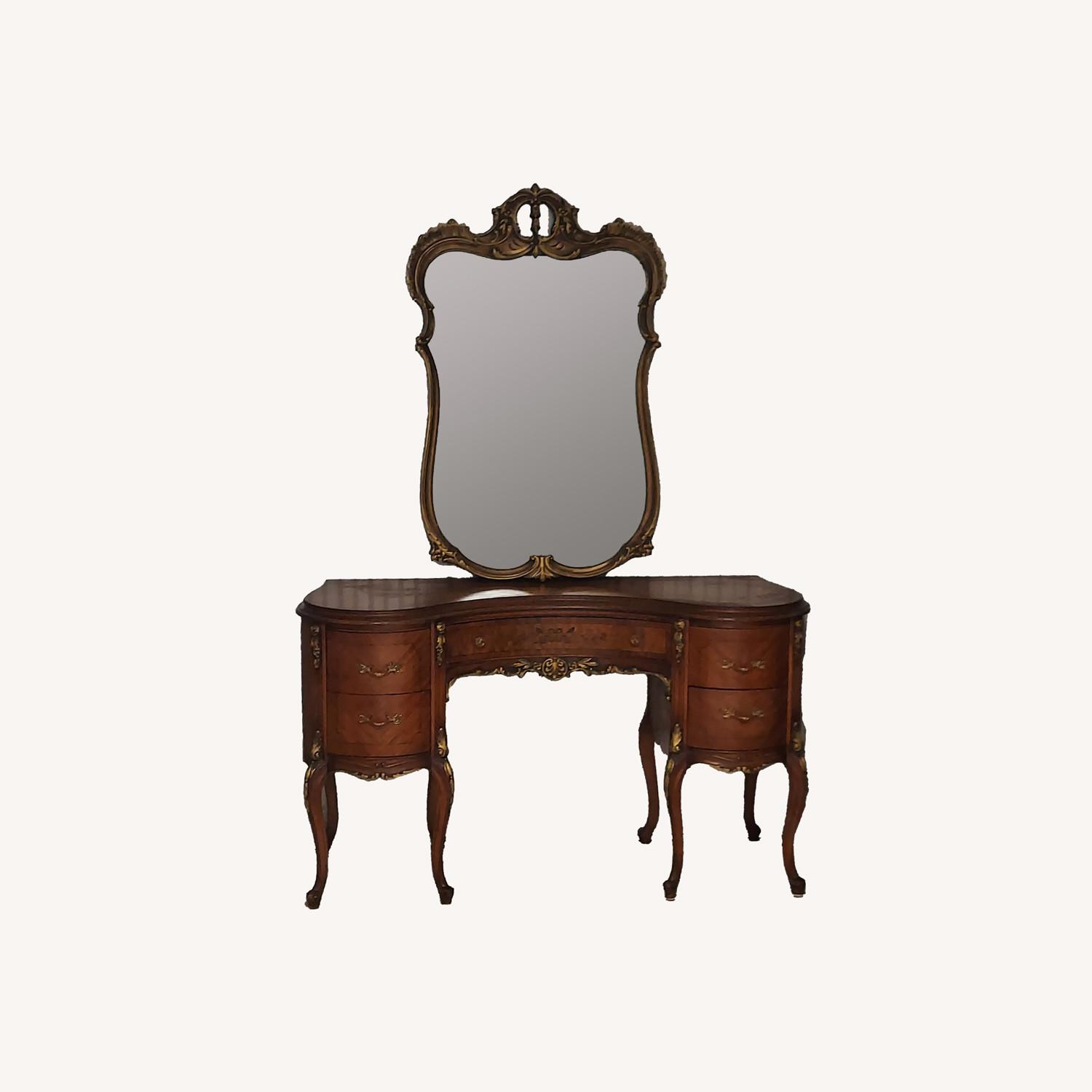French Provincial Vanity with Wall Hung Mirror AptDeco