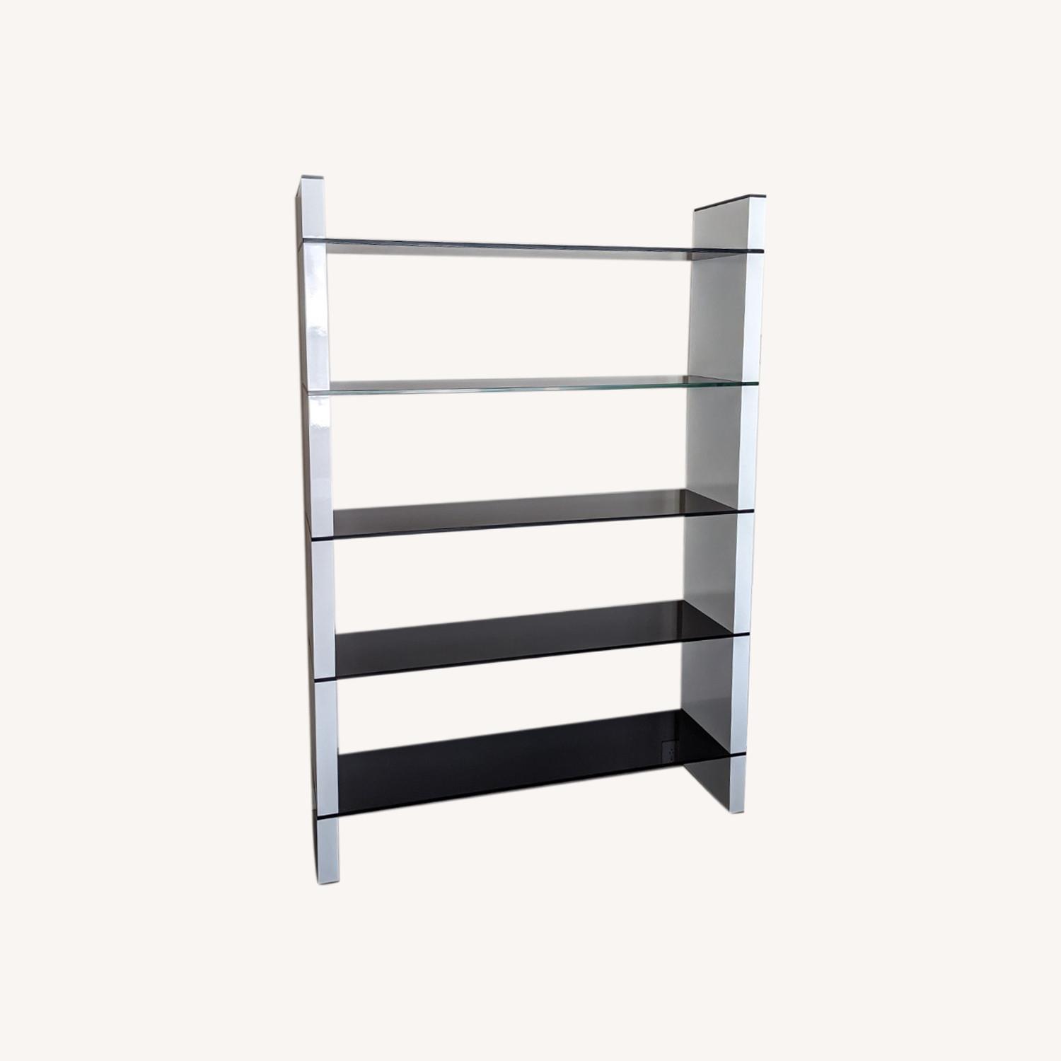 White Bookcase with Black Glass - image-0