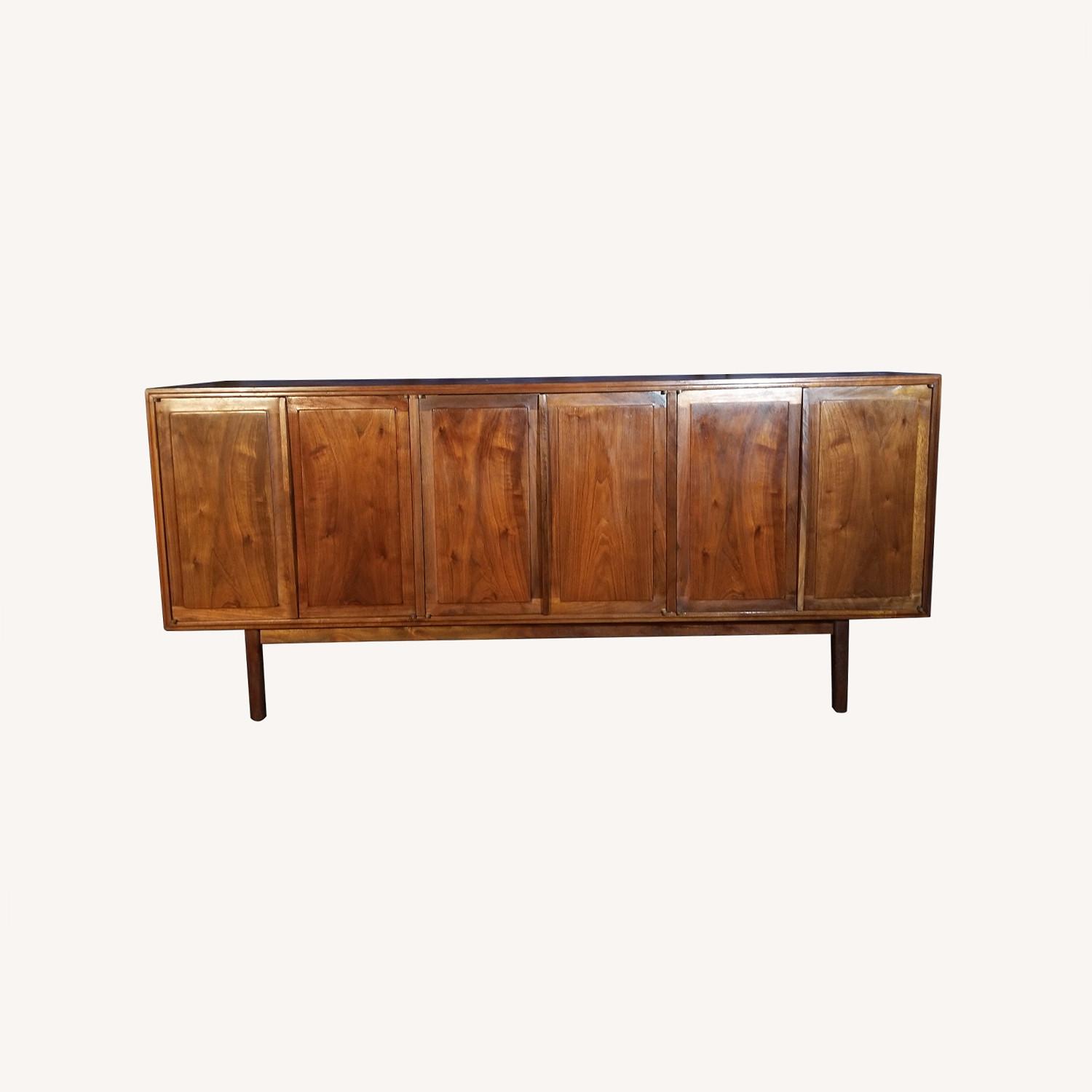 Mid-Century Modern Walnut Cane Front Buffet - image-0