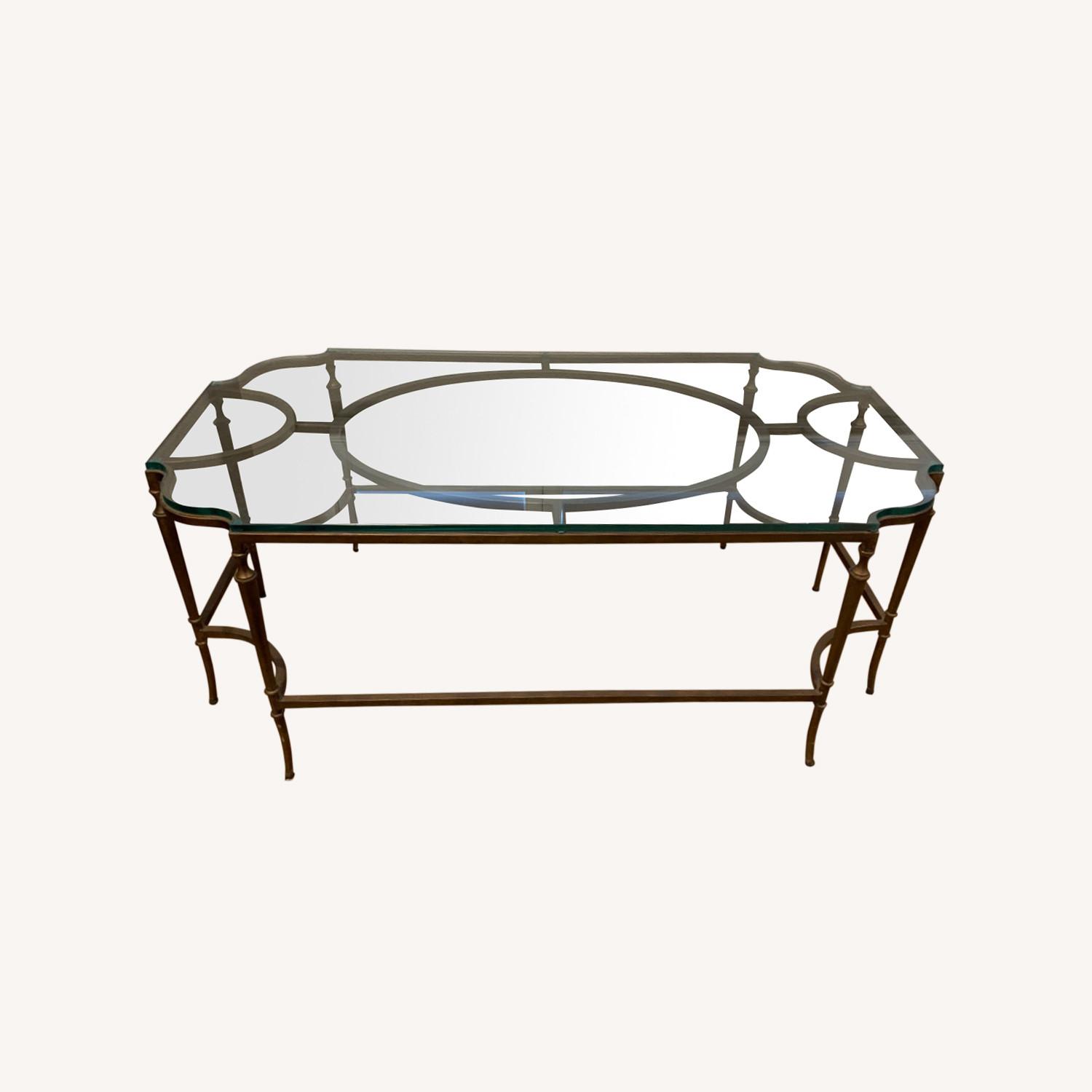 Hollywood Regency Brass and Glass Coffee Table AptDeco