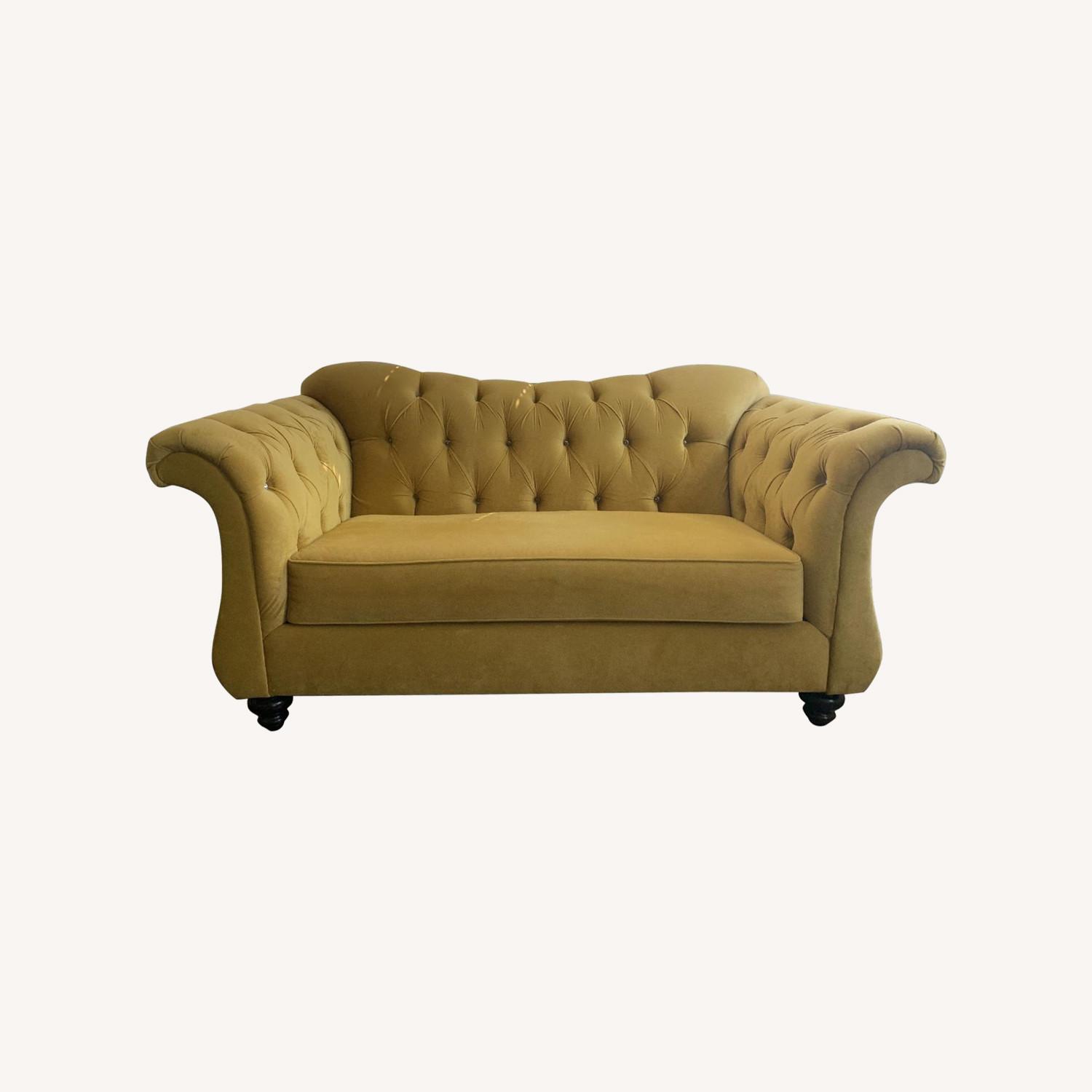Yellow Tufted Loveseat AptDeco