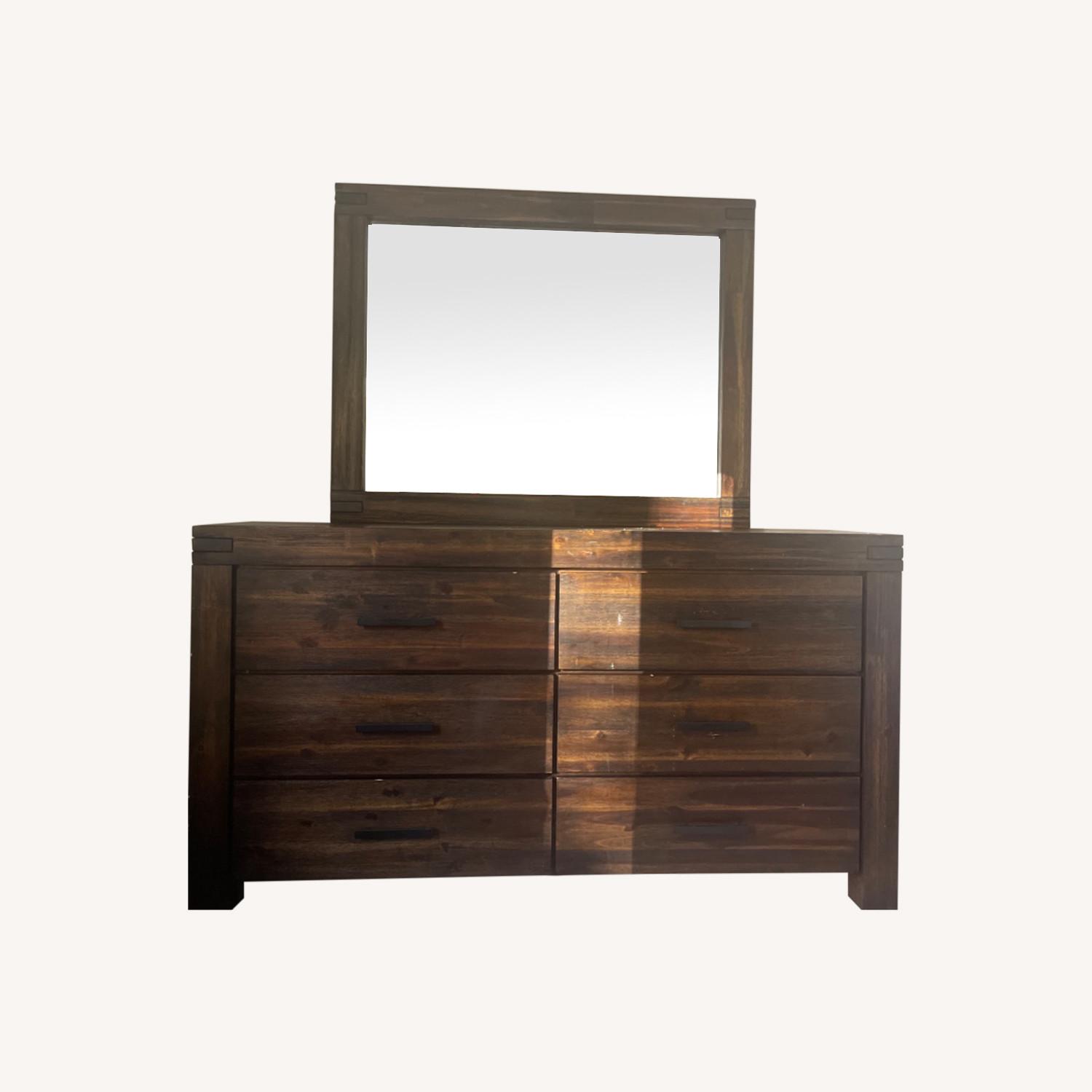 Macy's Dark Wood Dresser with Mirror Attached - image-0