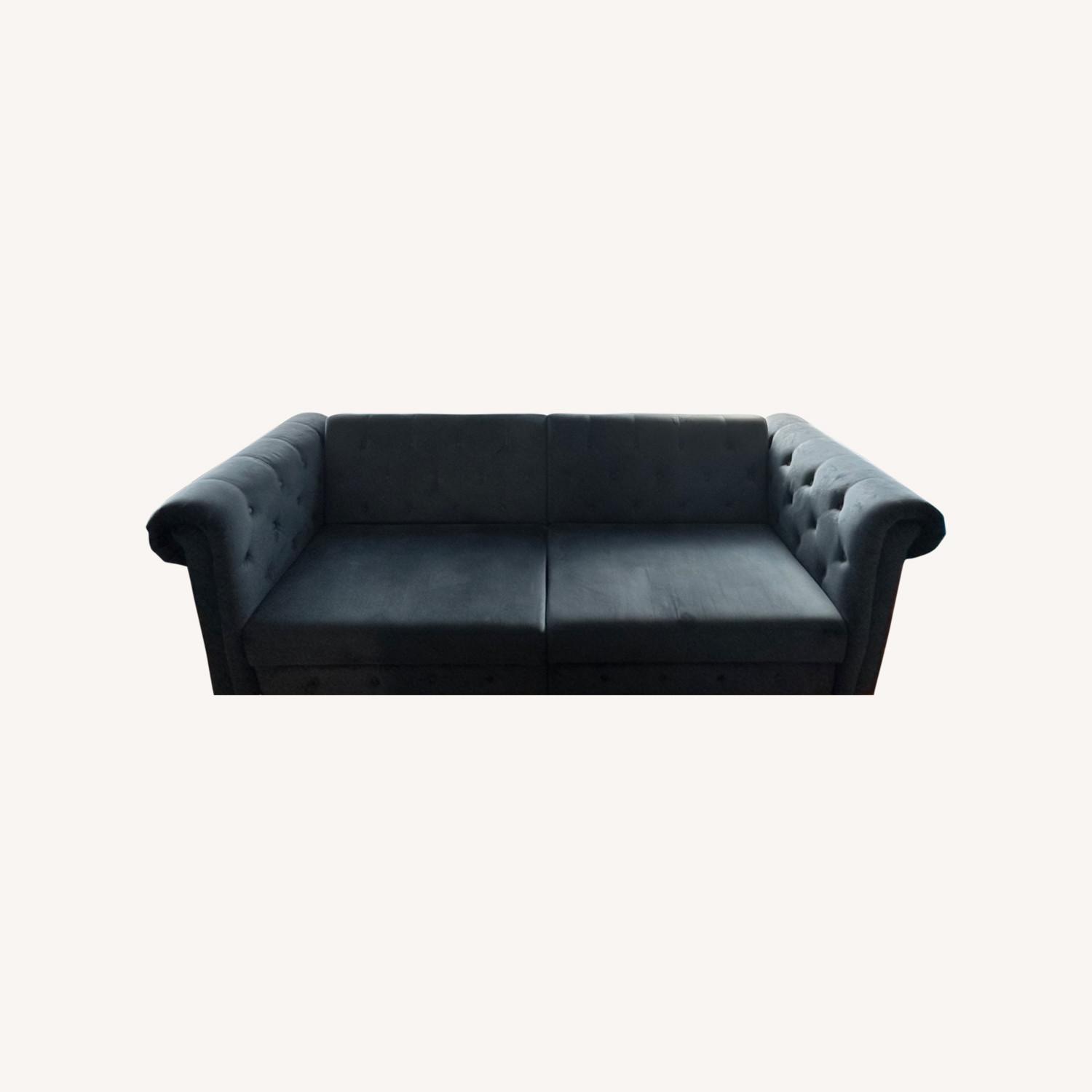 Wayfair Blue Velvet Convertible Sofa AptDeco