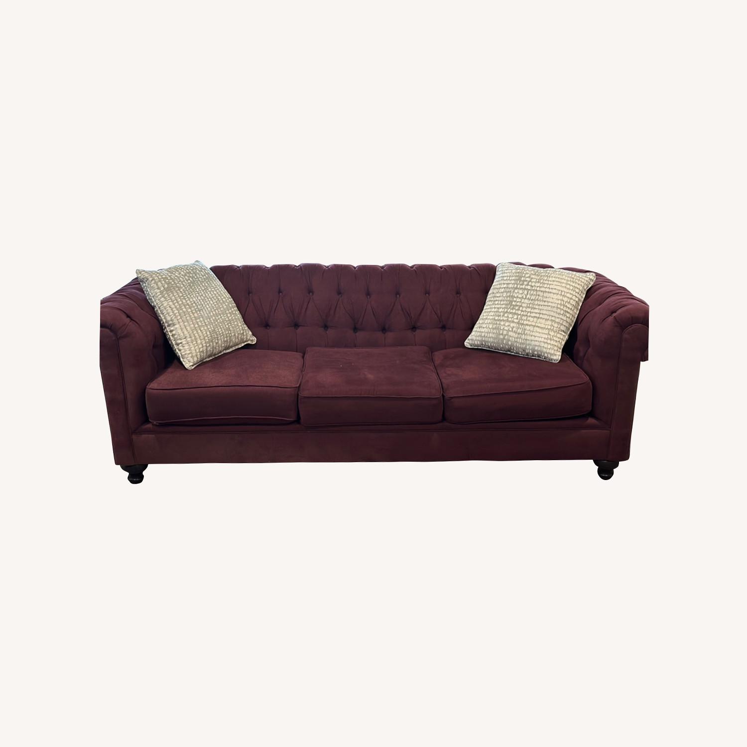 Ashley Furniture Burgundy Tufted Sofa - image-0