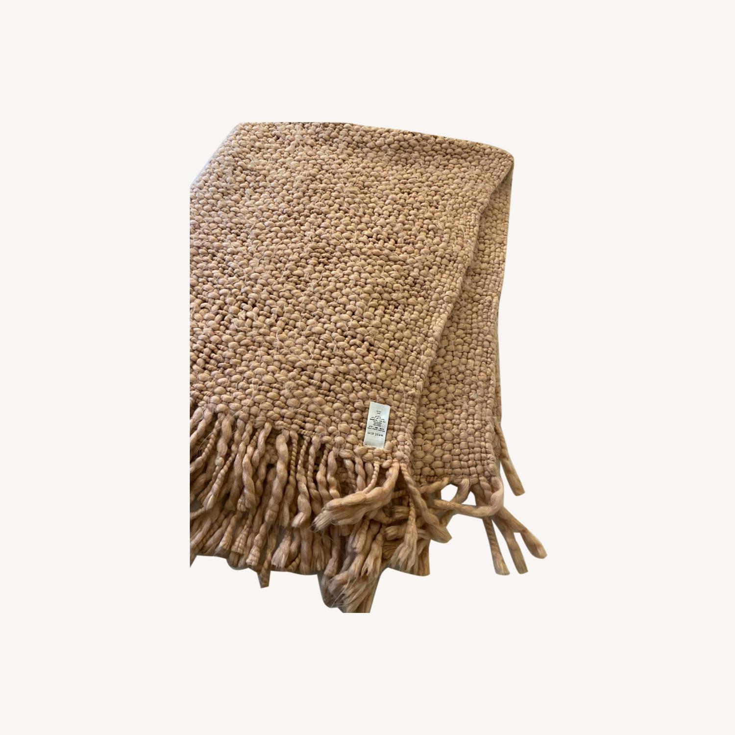 West Elm Pink Basketweave Throw AptDeco
