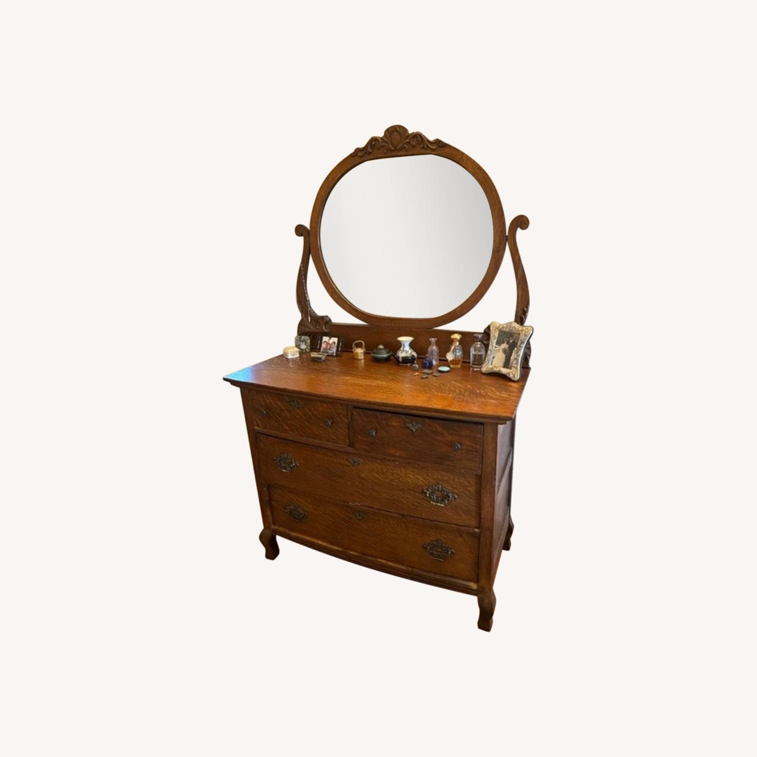 Vintage Early American Oak Dresser AptDeco