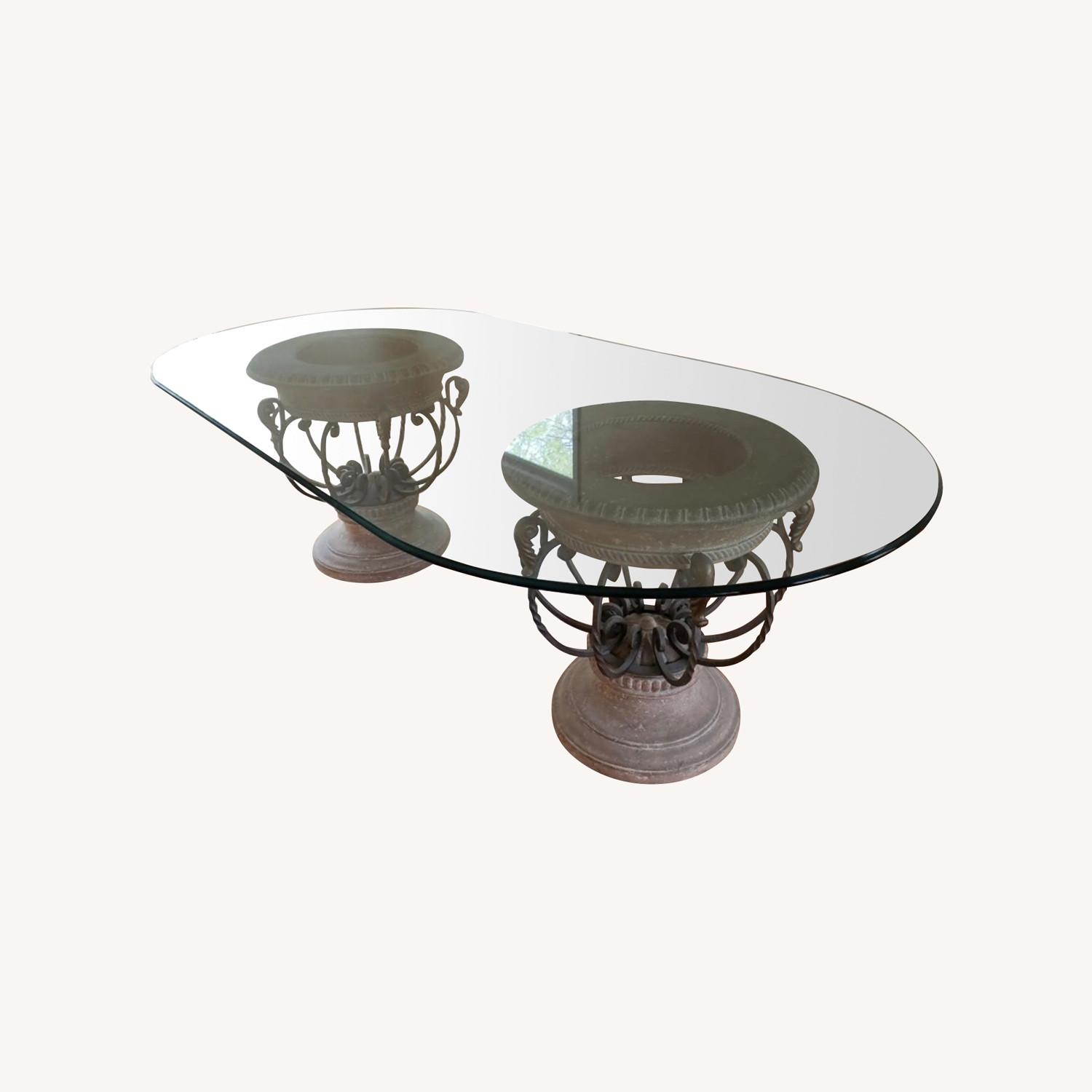 Drexel Heritage Corbel Glass Top Dining Table - AptDeco