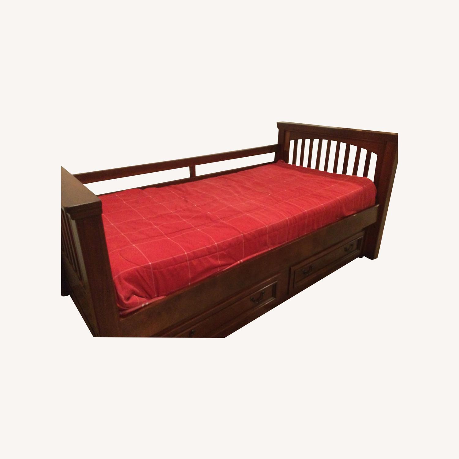 Pottery Barn Brown Twin Trundle Bed AptDeco