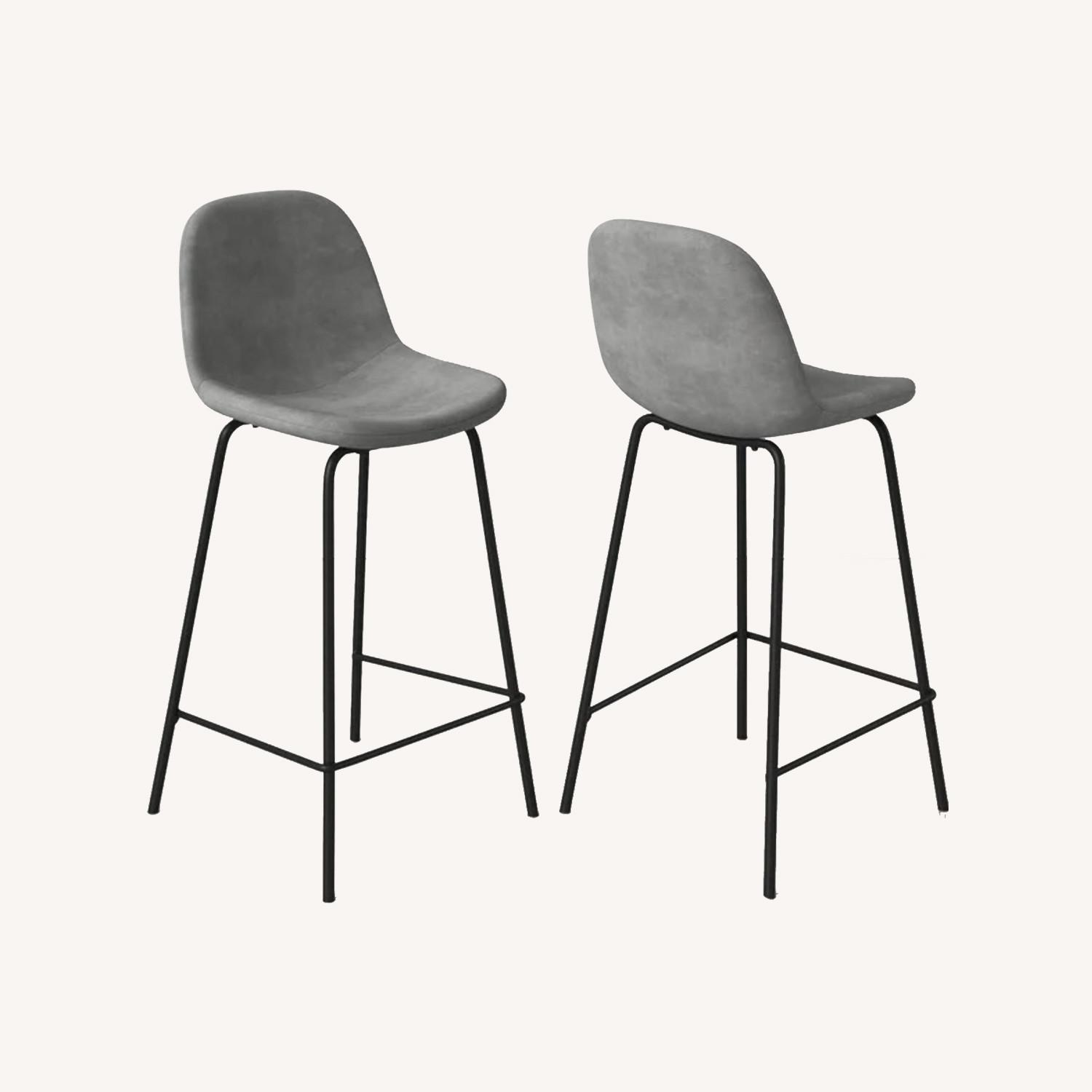 AllModern Grey Velvet Counter Stools, Set of 2 AptDeco