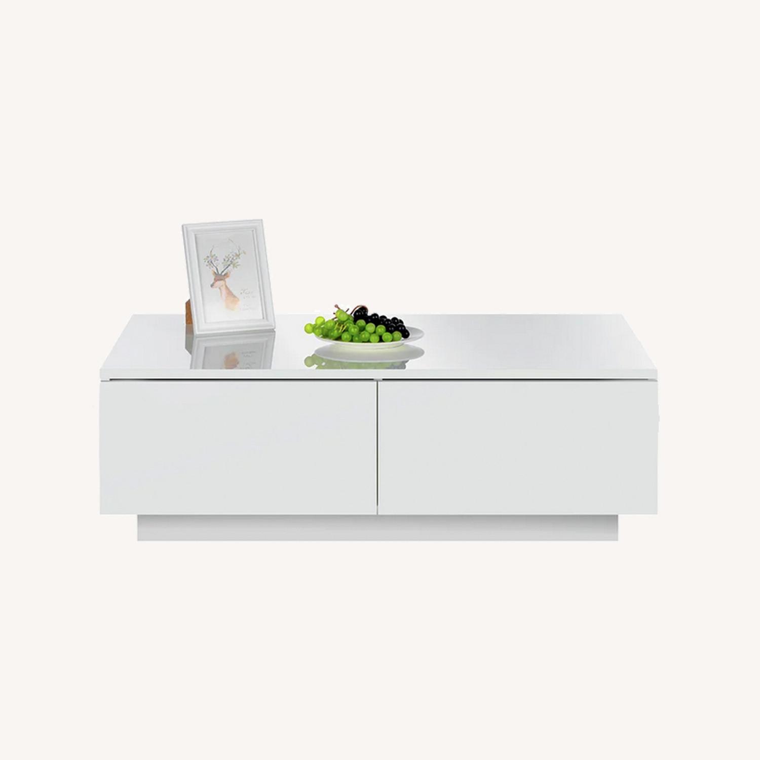 Wayfair White Coffee Table with LED Lights AptDeco