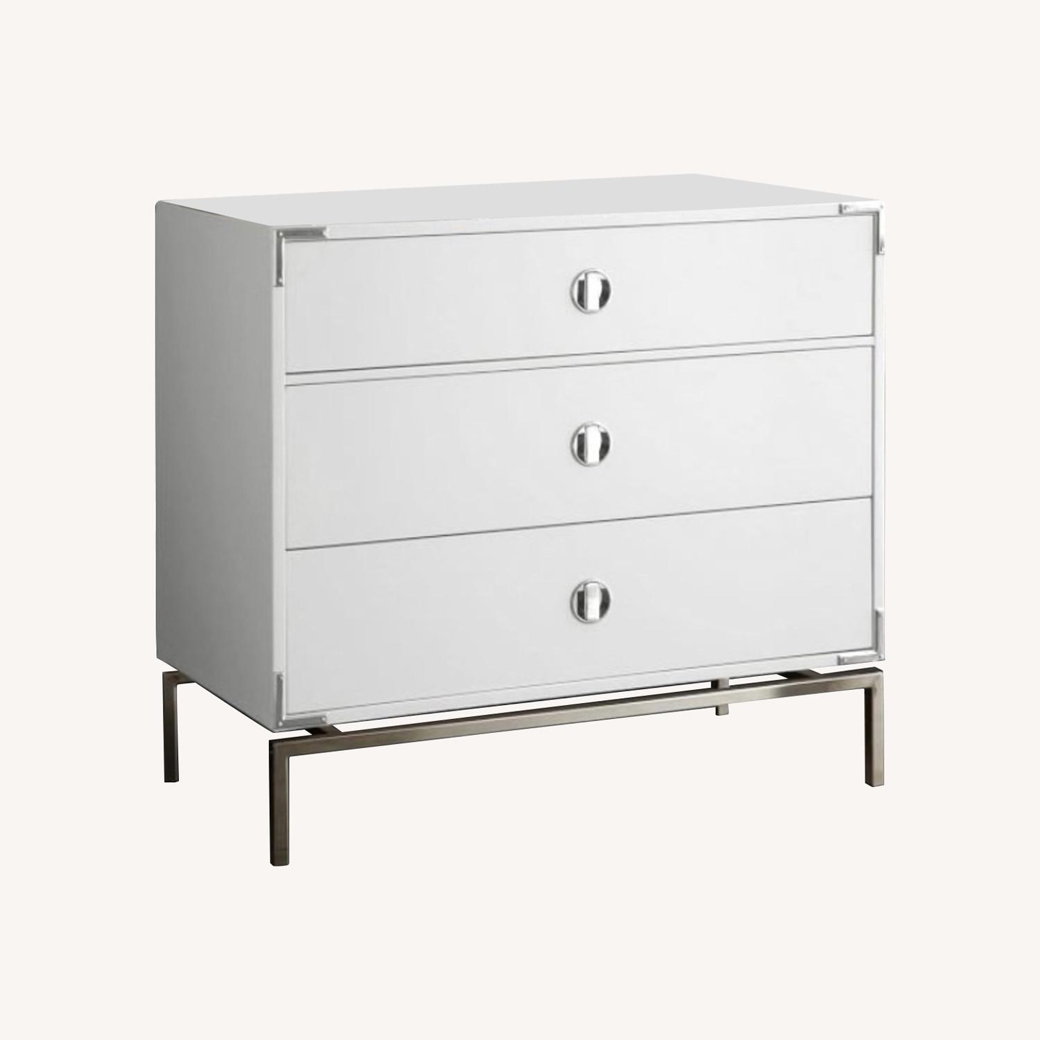 West Elm Malone Campaign White 3 Drawer Dresser - image-0