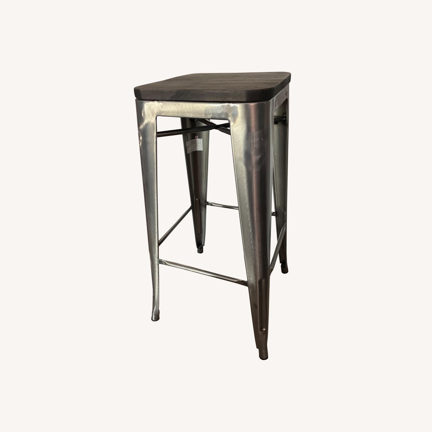 Dark Brown and Metal Barstools AptDeco