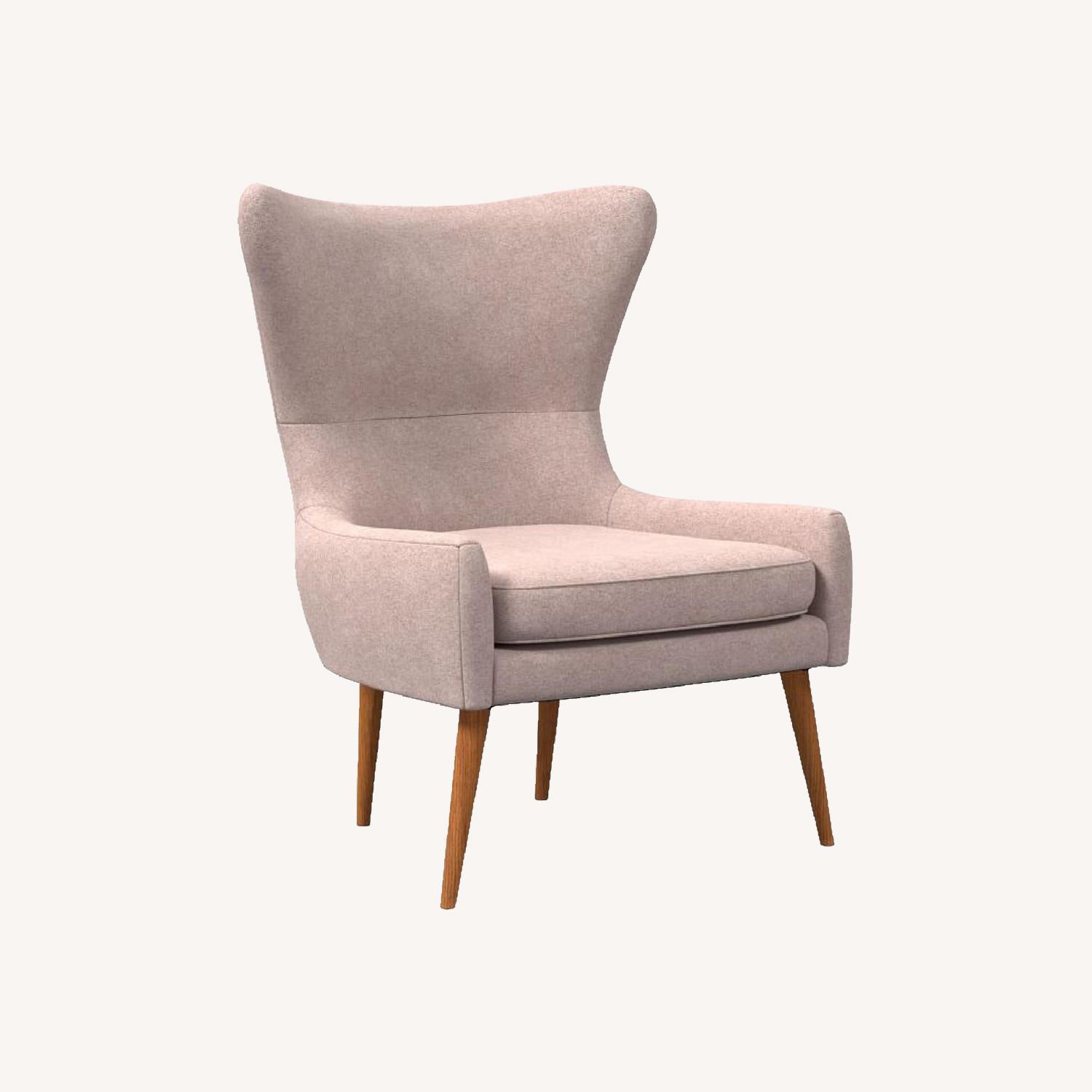 West Elm Pink Heathered Wing Chair AptDeco