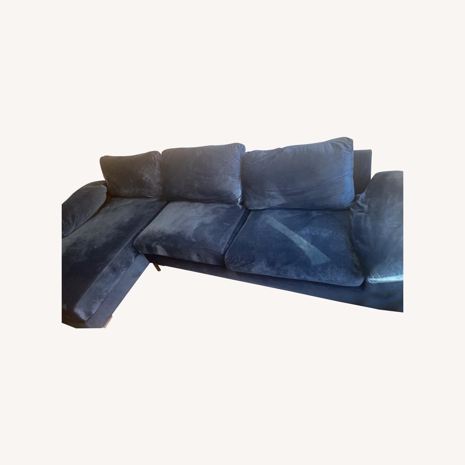 Wayfair Amreena Blue Suede Sectional - image-0