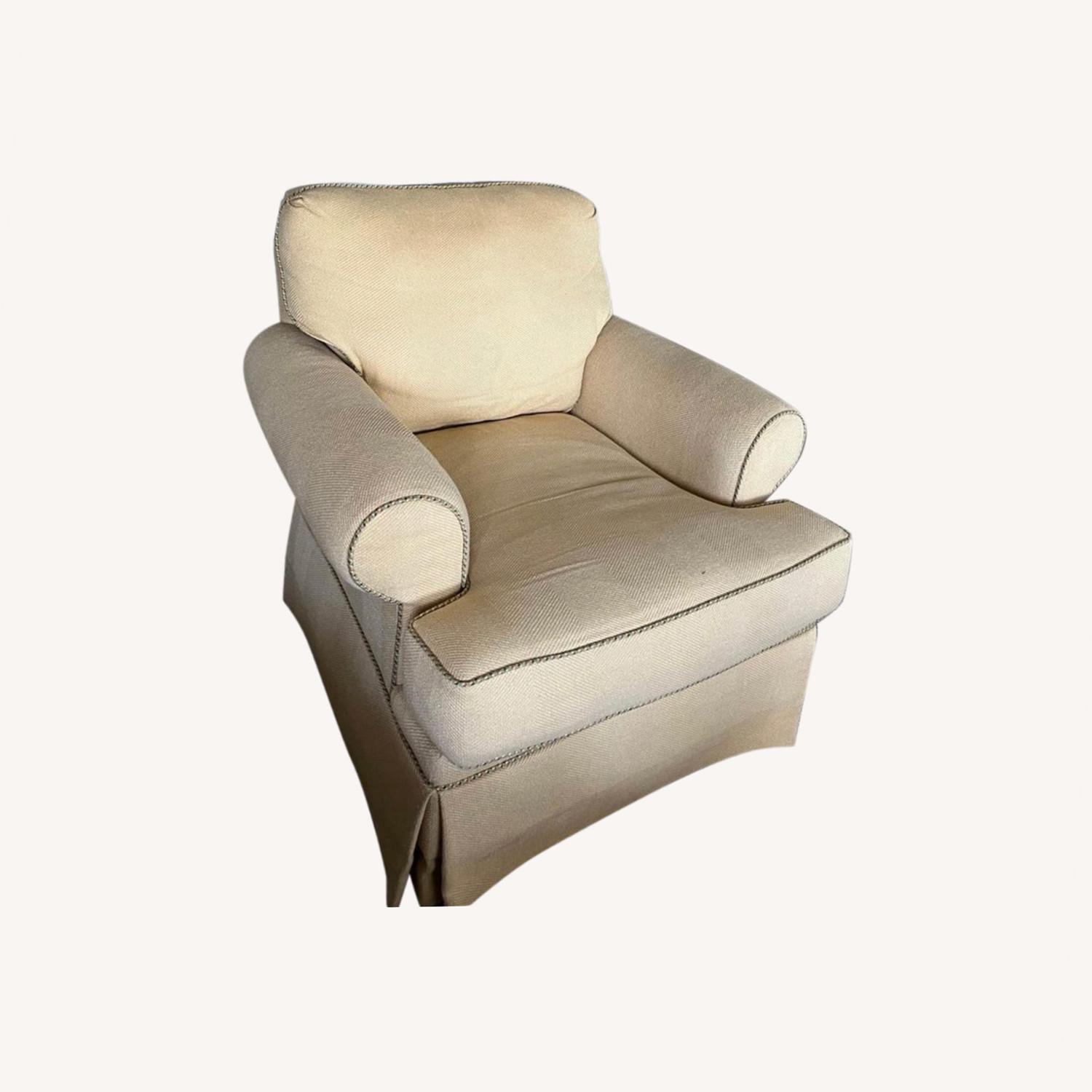 Calico Corners Paige Upholstered Swivel Chairs Pair AptDeco