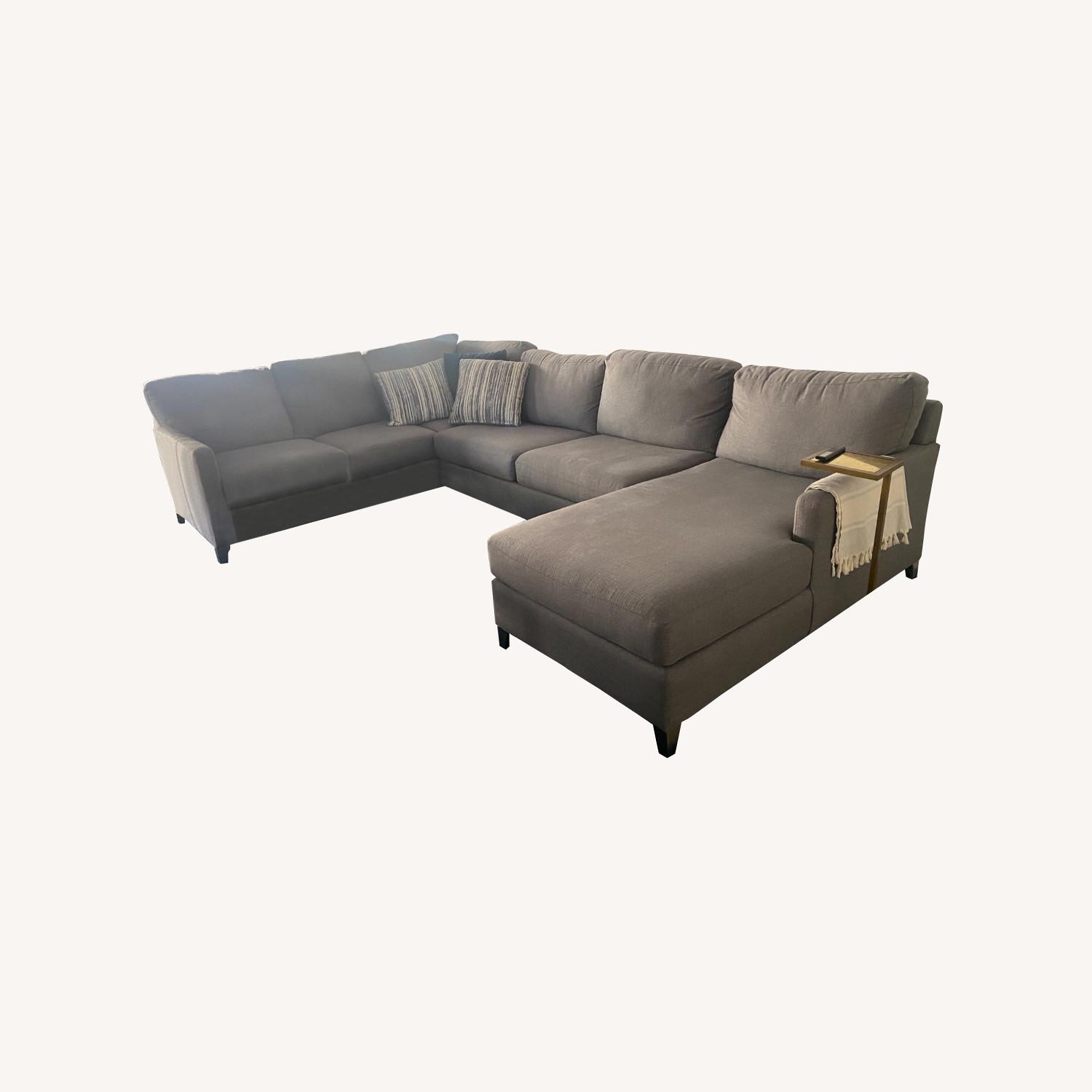 Bassett Custom Dark Grey Sectional Sofa - image-4