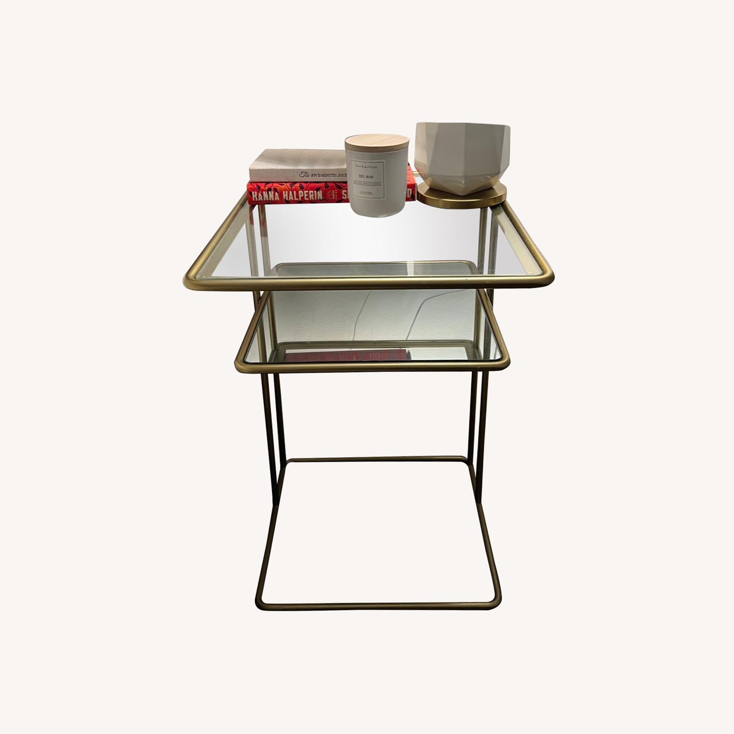 West Elm Gold/Glass Set of 2 Nightstands - image-0