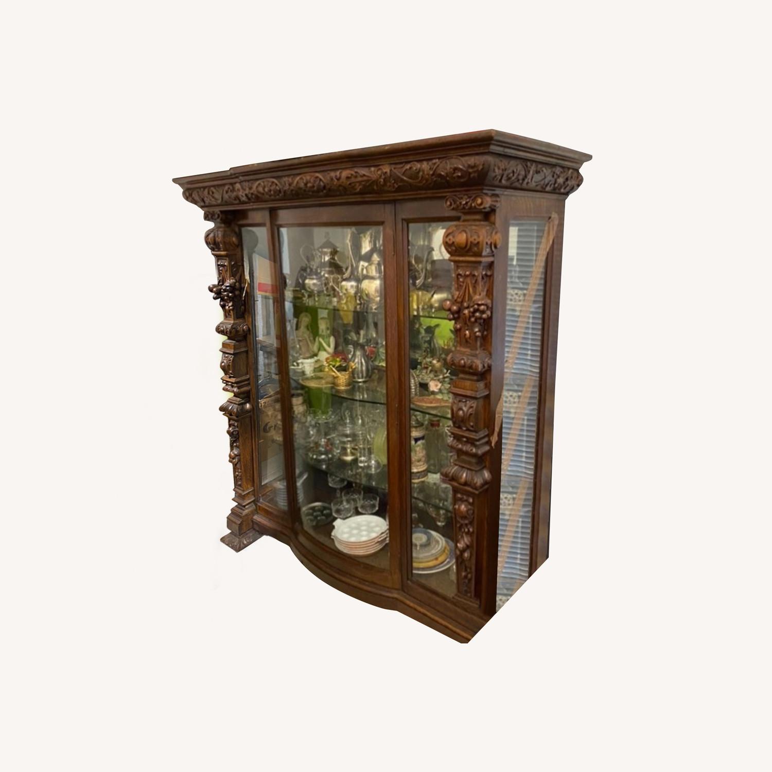 Glass and China Cabinet with Bow Front Door - image-0