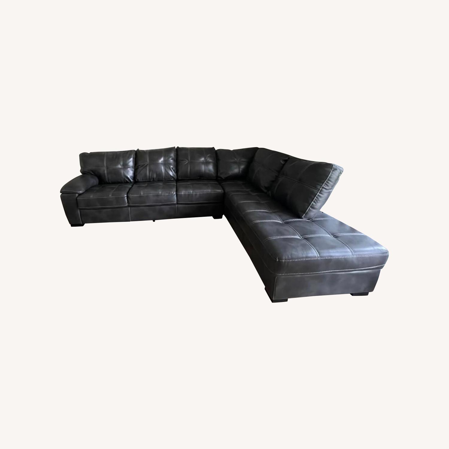 Rooms To Go Gray Genuine Leather Sectional AptDeco