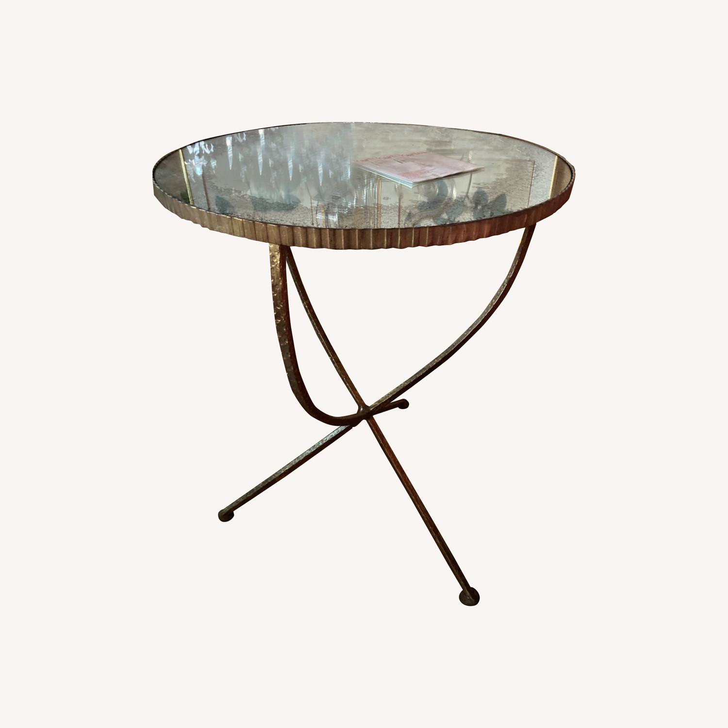 Antique Finish Iron Side Table Mirror Top AptDeco