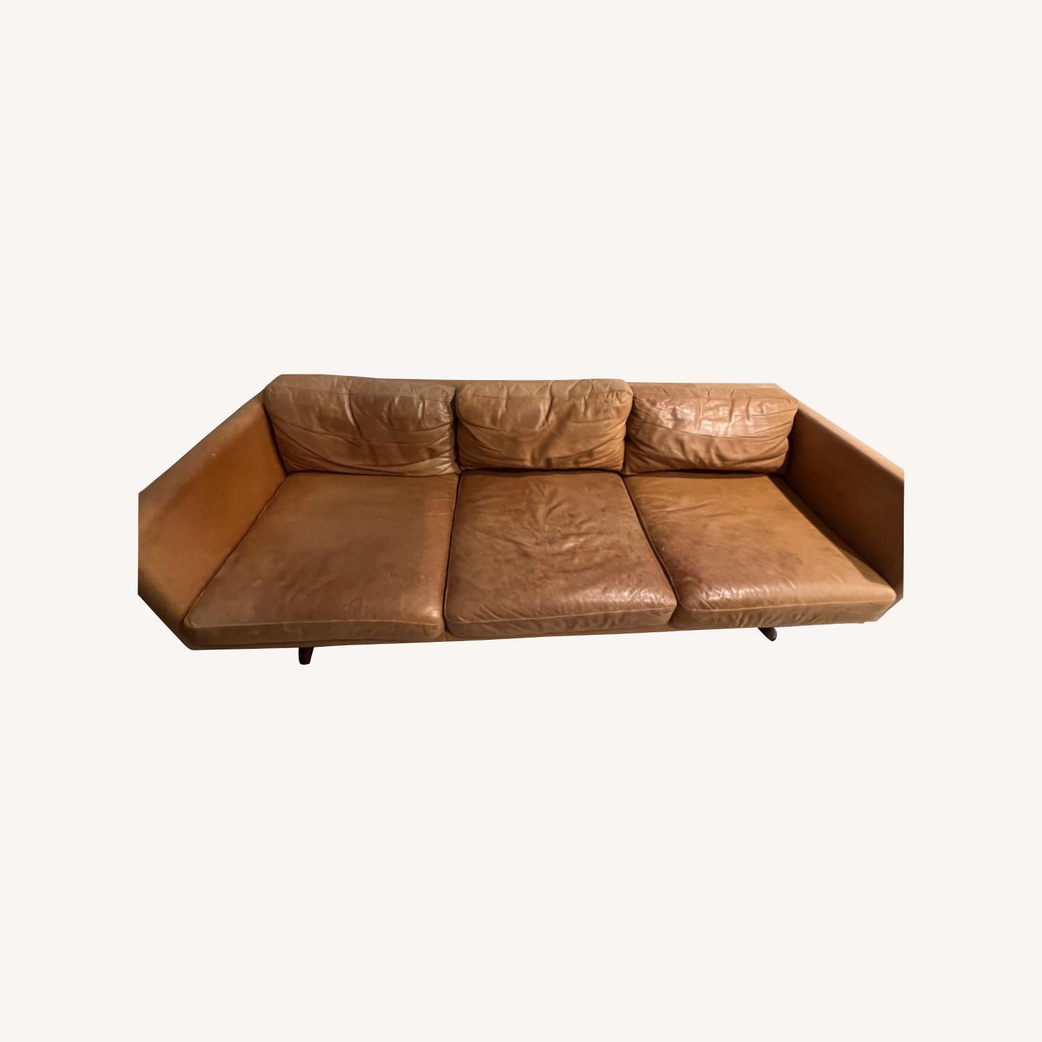 West Elm Leather Sofa AptDeco