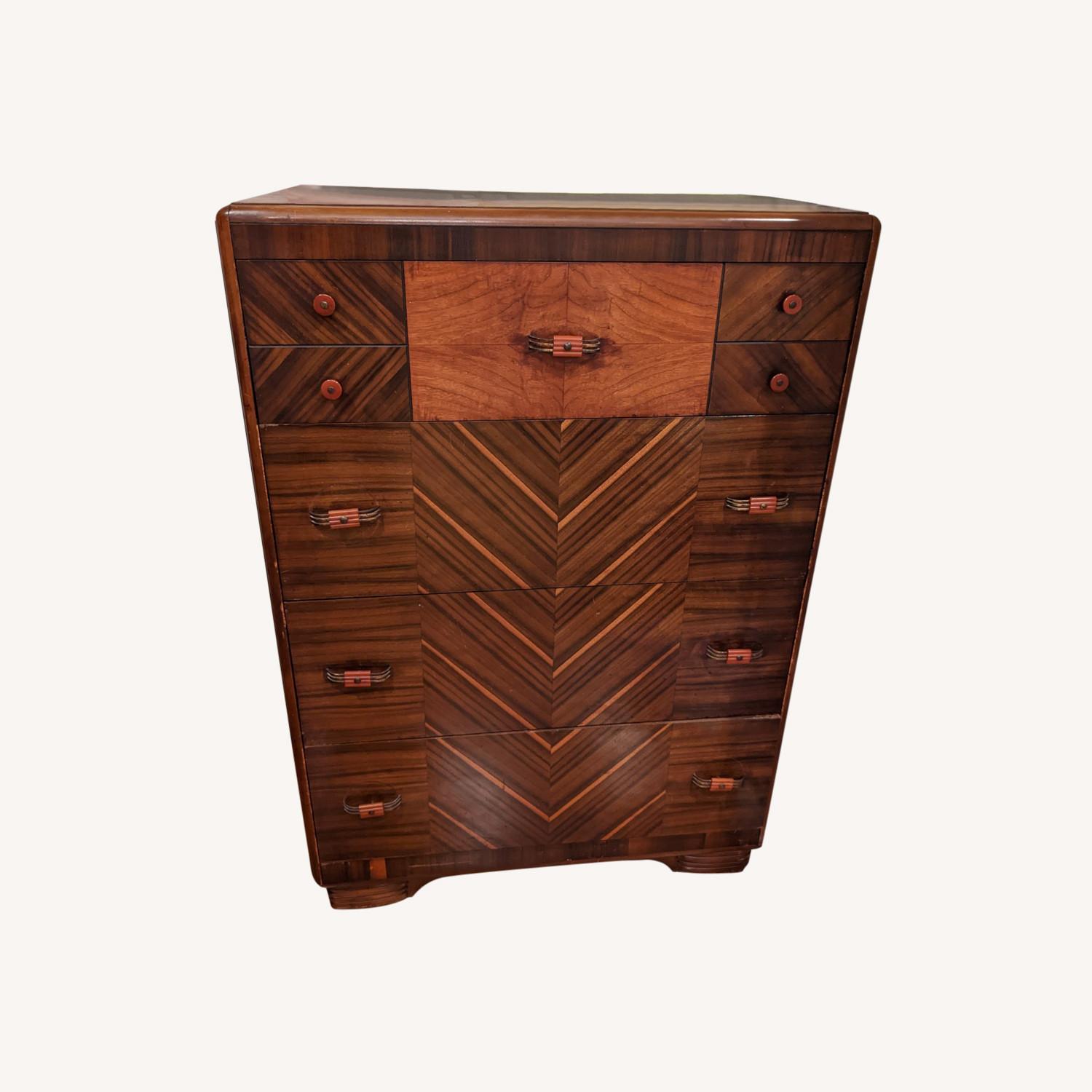 Art Deco Dresser/Chest With Wood Inlay - image-0