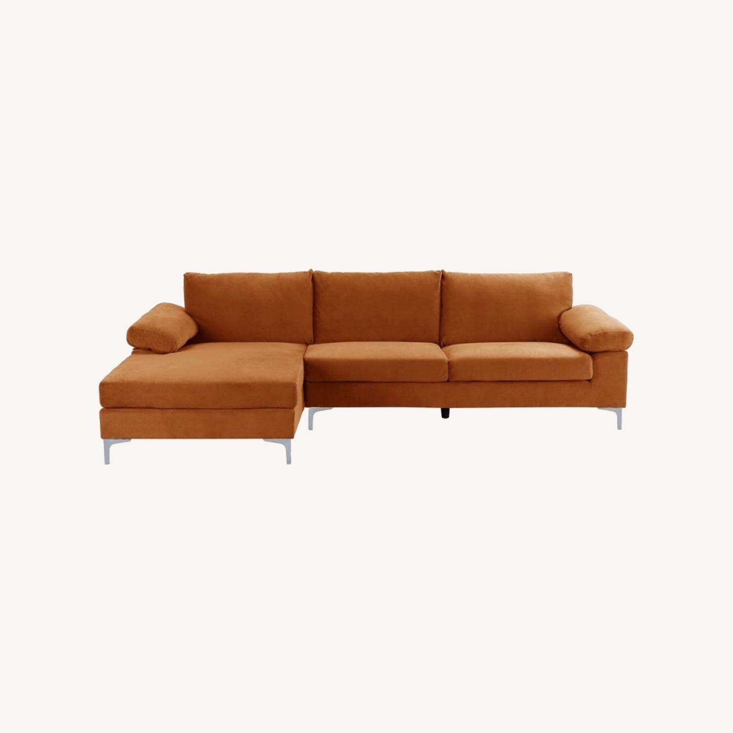 Overstock Orange Velvet L Shaped Sectional Sofa AptDeco