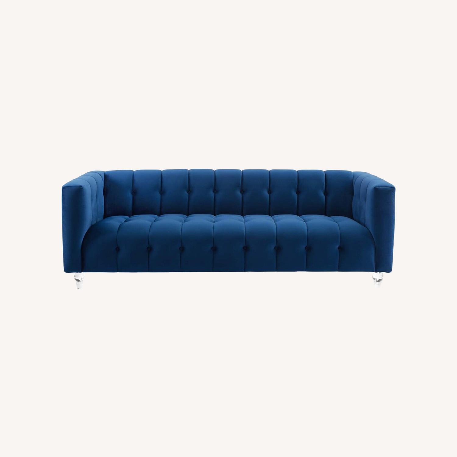 Modway Mid Century Modern Blue Couch - image-0
