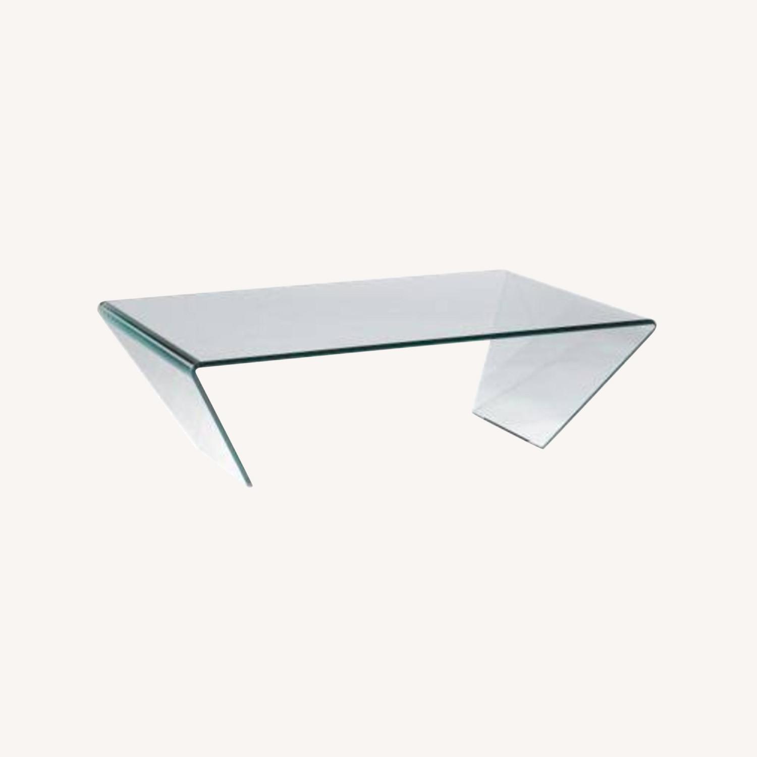 Chintaly Bent Glass Coffee Table w Triangle Shape Design - image-0
