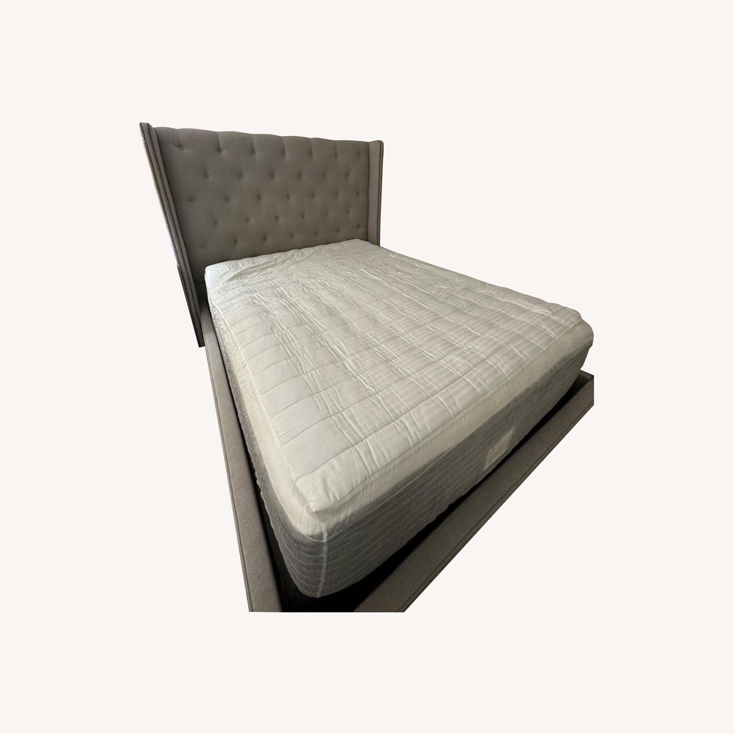 Macy's Gray Tufted Queen Size Bed Frame AptDeco