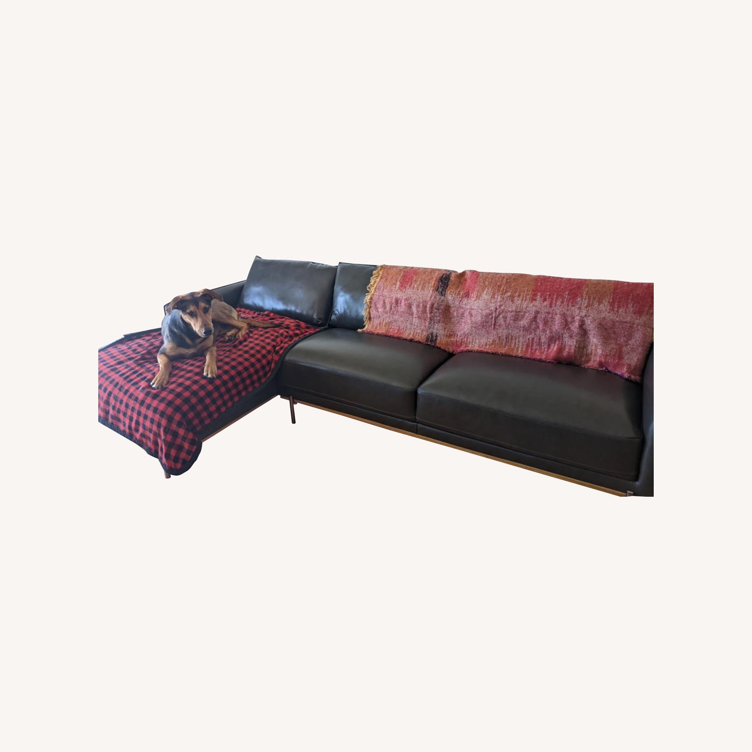 Apt2b Black Leather Couch - image-0