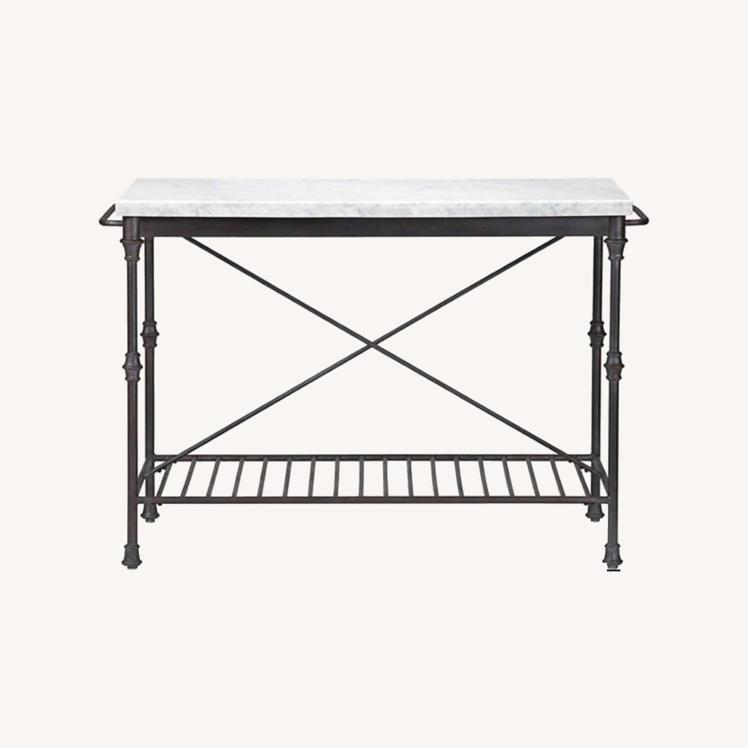 Crate & Barrel French White Marble Kitchen Island AptDeco