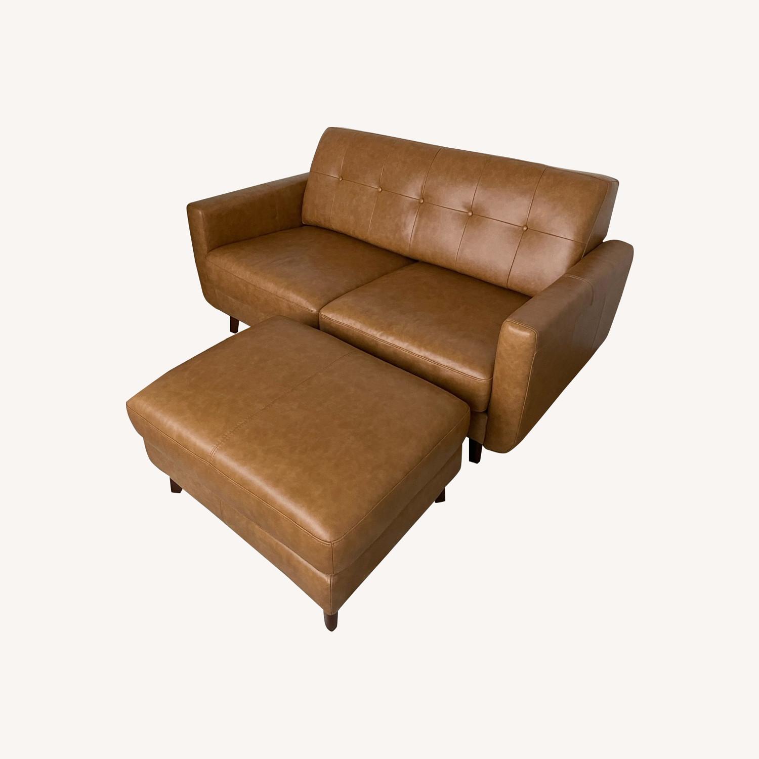 Modern Leather Couch & Ottoman - image-0