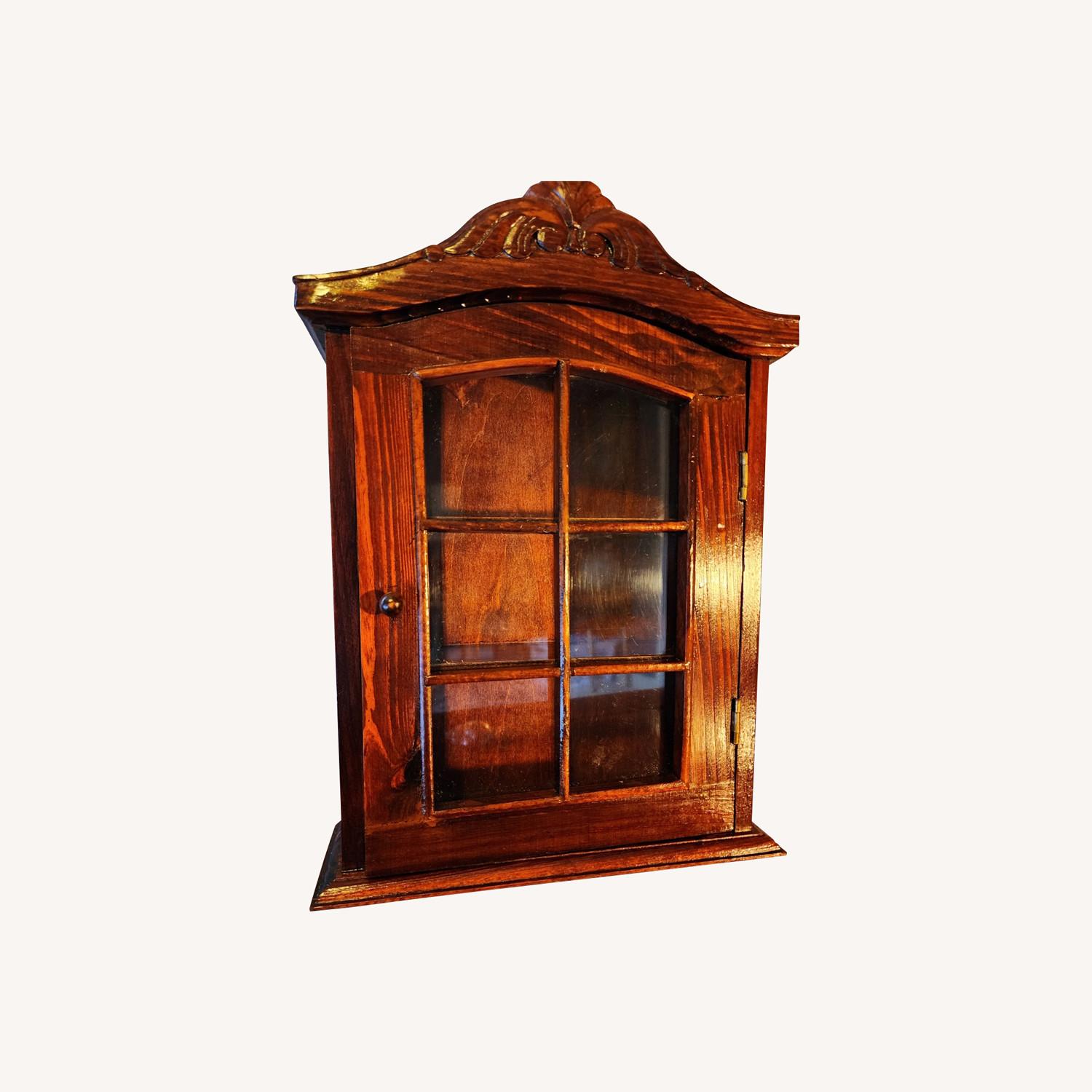 Vintage Wood Wall Curio Cabinet - image-0