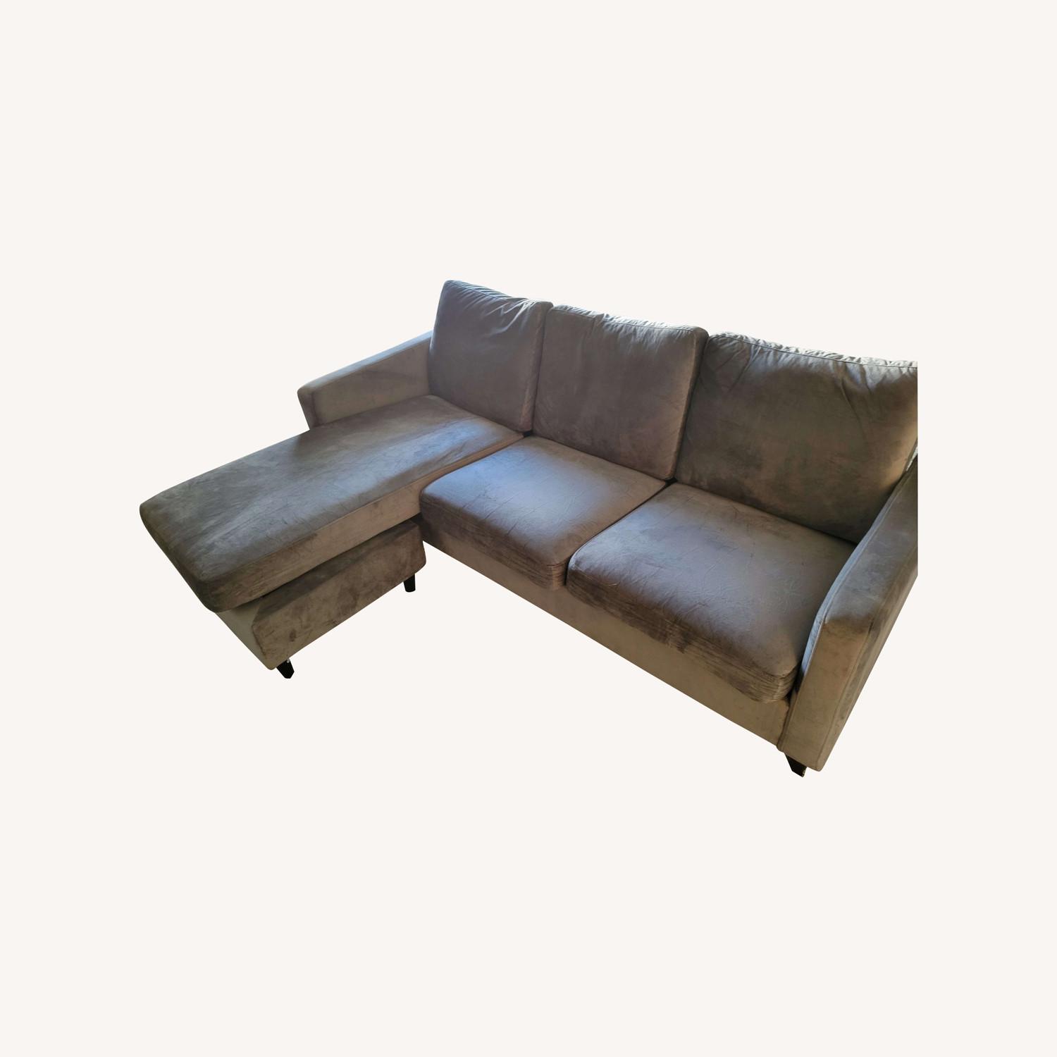 DHP Cooper Modern Sectional Sofa Gray Velvet AptDeco