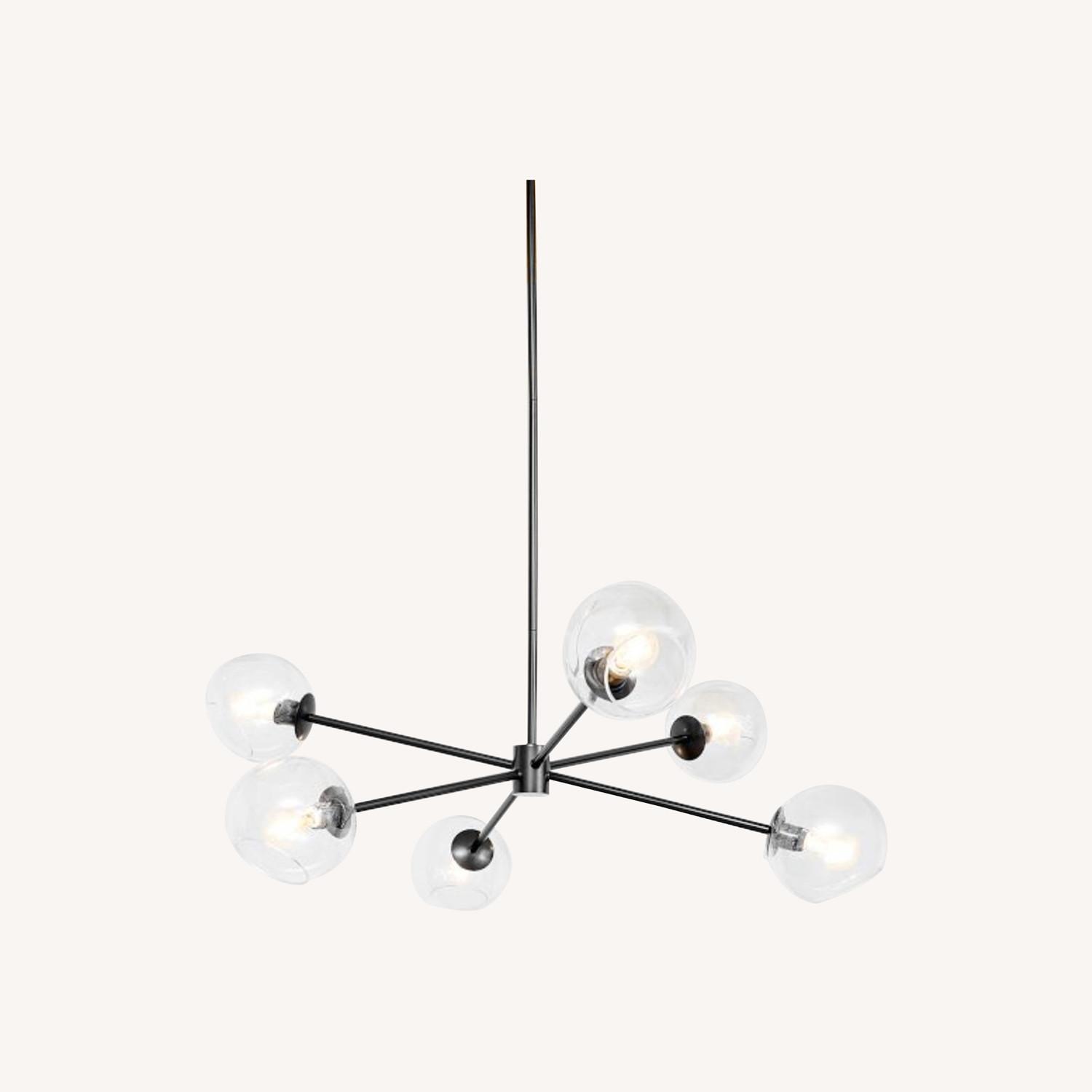 West Elm Staggered Glass 6-Light Chandelier 37 Clear - image-0