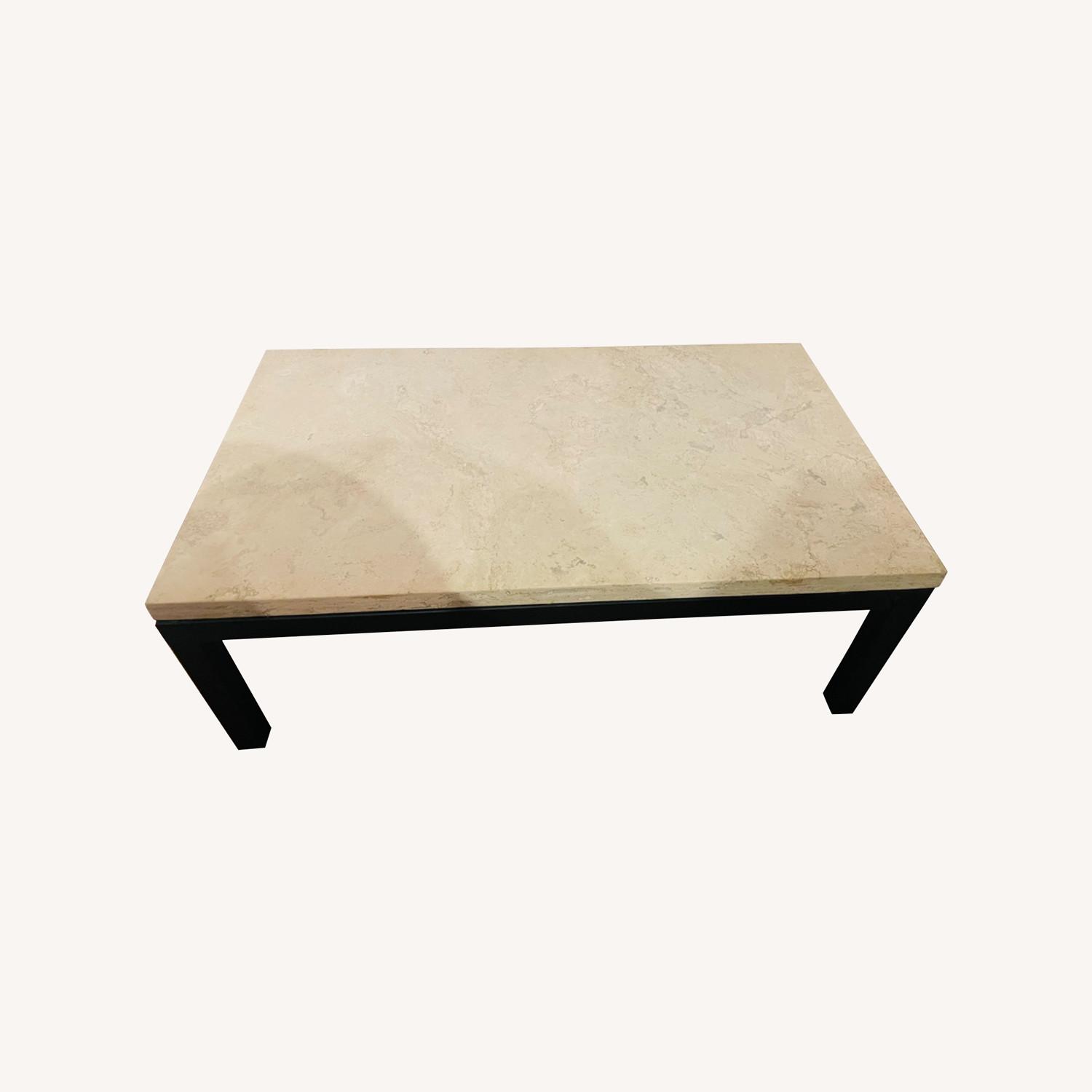 Crate & Barrel Parsons White Marble Table - image-0