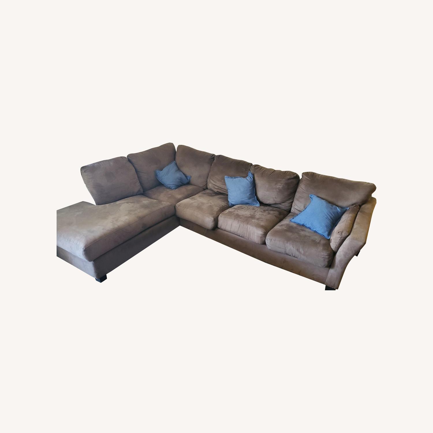 Klaussner Drew Laf Brown Sectional Sofa with Chaise AptDeco