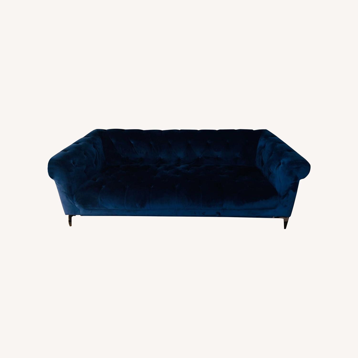 Value City Blue Velvet Couch - image-0